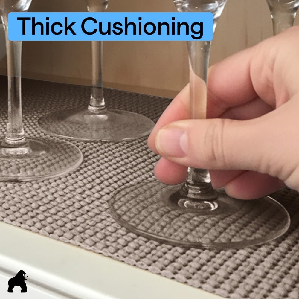 GORILLA GRIP PowerGRIP Non-Adhesive Cabinet & Drawer Liner - Thick Strong Hold for Kitchen Cabinets