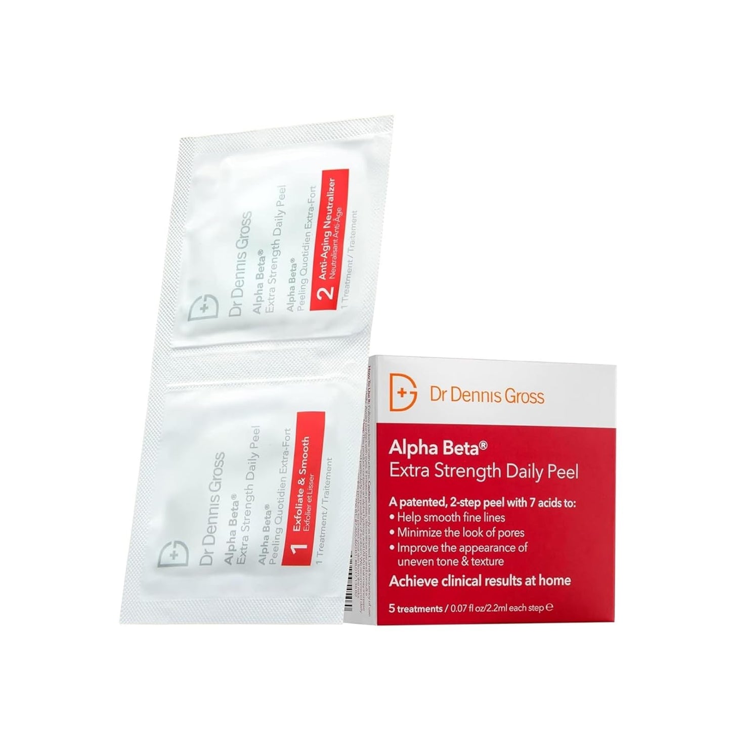 Dr. Dennis Gross Alpha Beta Daily Peel - 2-Step Exfoliating Pads for Smoother Skin & Radiance, 5 Treatments