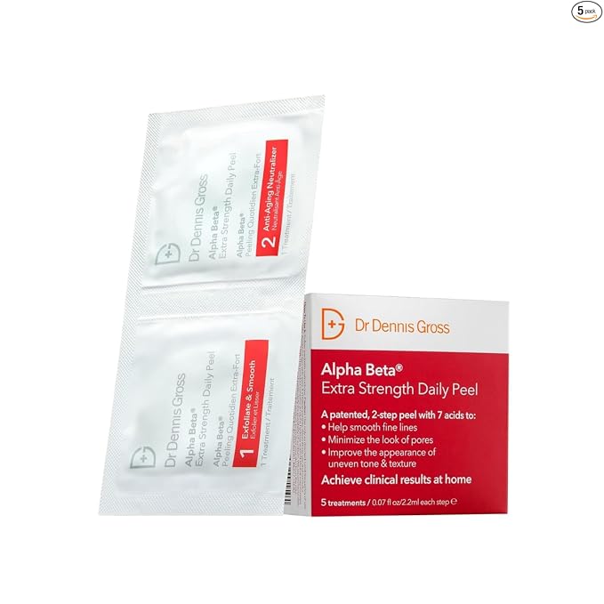 Dr. Dennis Gross Alpha Beta Daily Peel - 2-Step Exfoliating Pads for Smoother Skin & Radiance, 5 Treatments