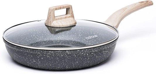 CAROTE 10-Inch Granite Non-Stick Frying Pan with Glass Lid - Healthy Cooking, Even Heat