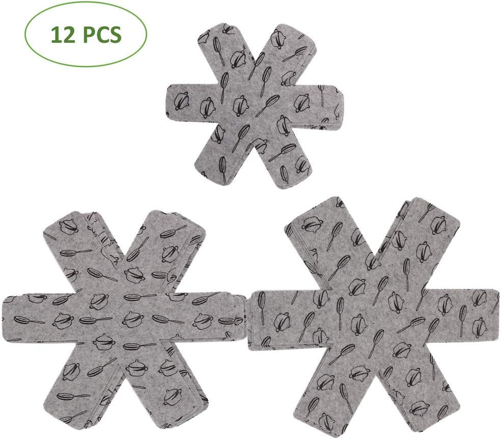 BOYAN 12-Piece Pot & Pan Protectors Set - Felt Divider Pads to Prevent Scratching When Stacking