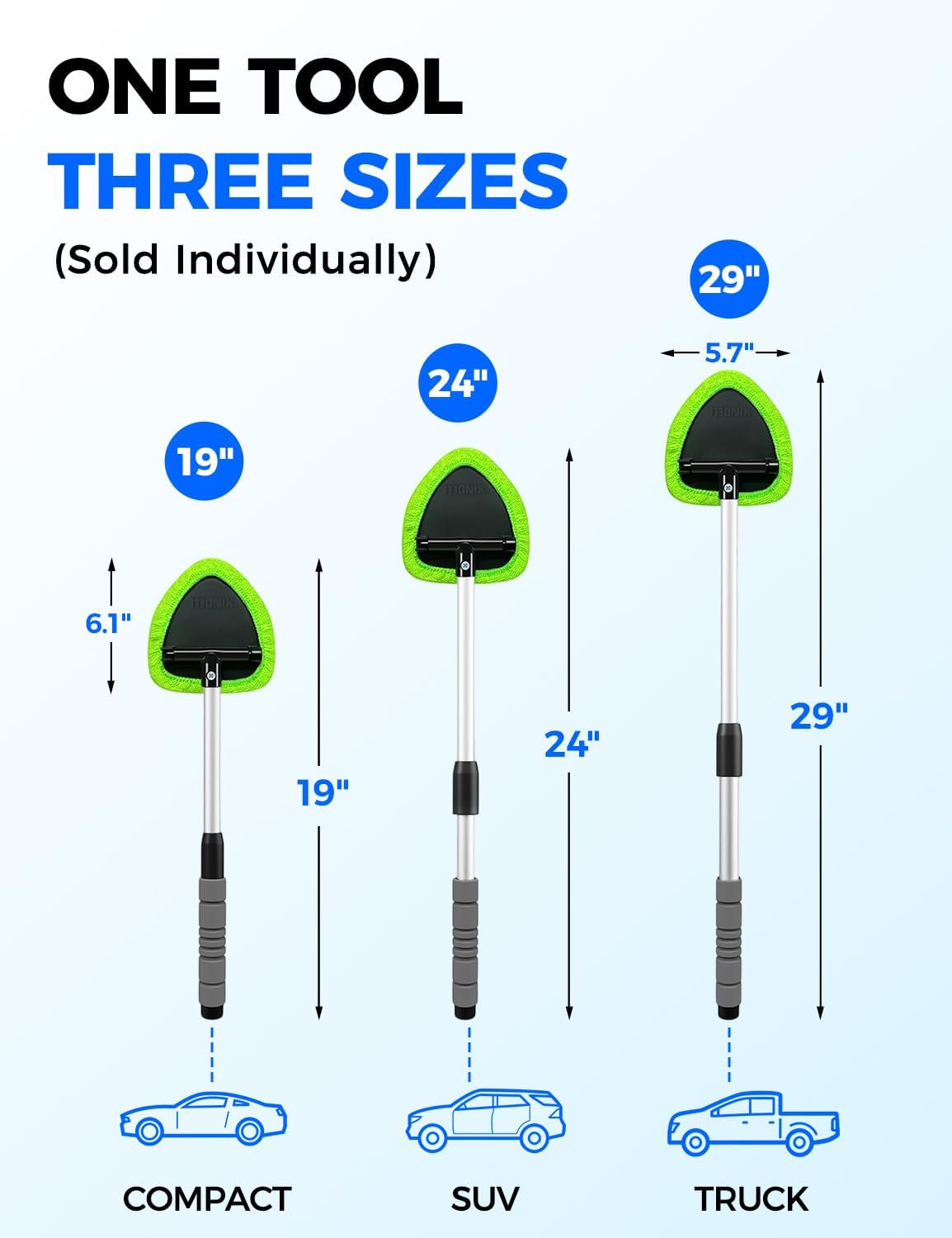 XINDELL Extendable Car Windshield Cleaner Kit with Microfiber Pads