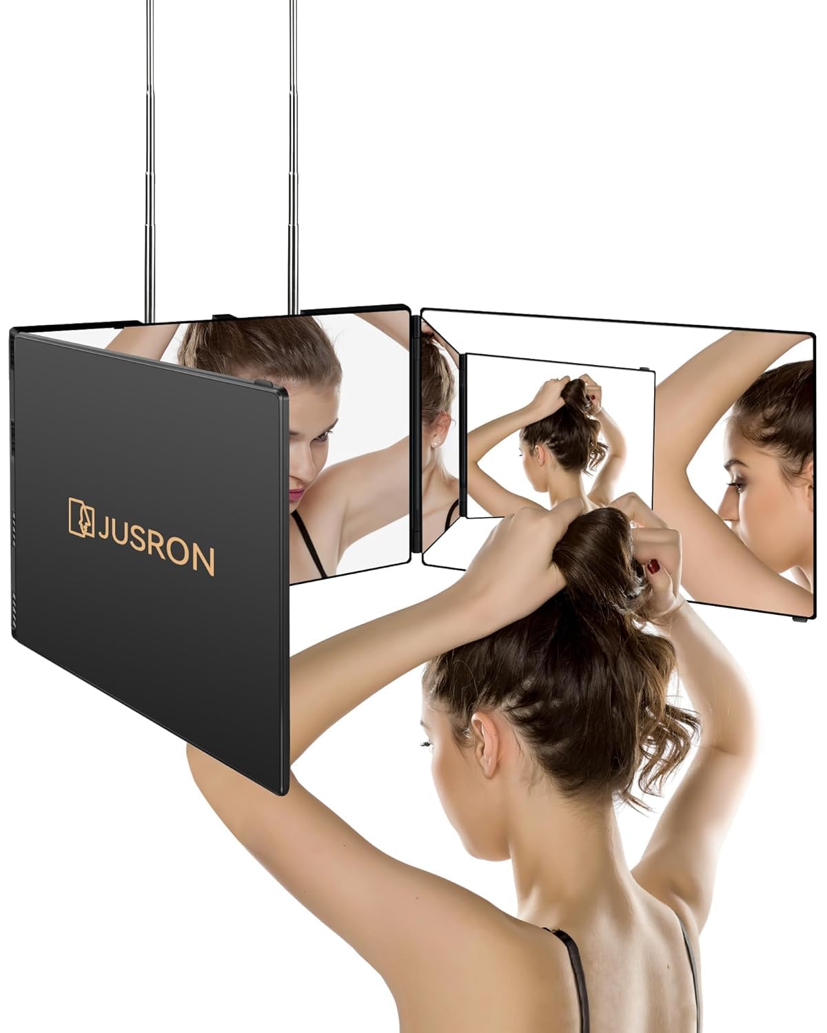 JUSRON 360° Viewing Angle Hair Cutting Mirror - Clear Anti-Fog HD Glass for Home Styling