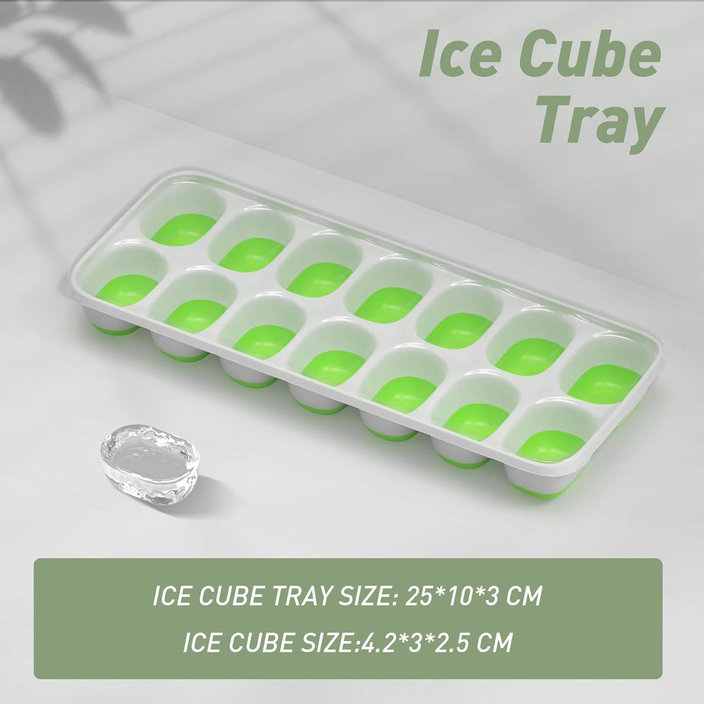 ChefAide 4-Pack Ice Cube Trays with Lids - Stackable Freezer Ice Molds