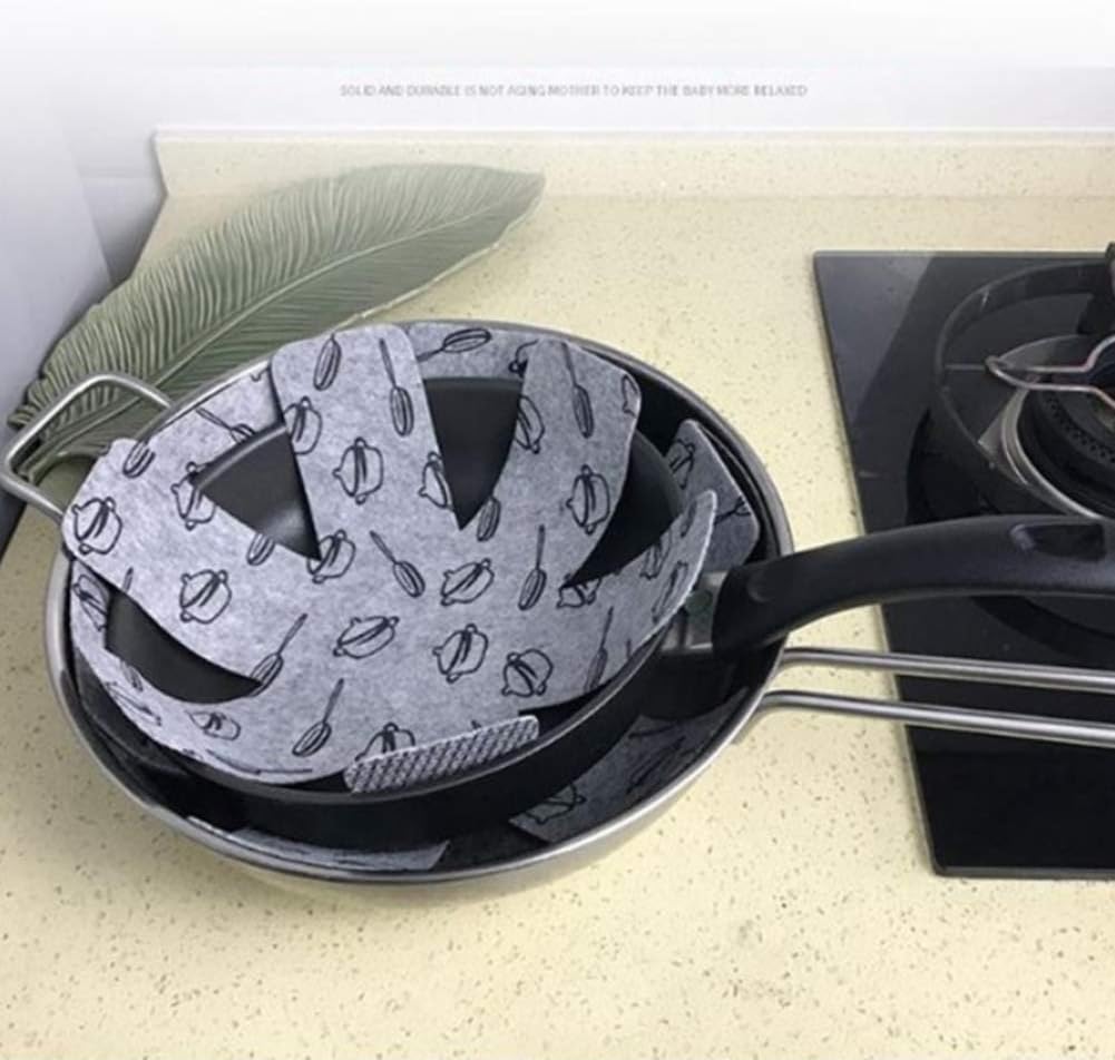 BOYAN 12-Piece Pot & Pan Protectors Set - Felt Divider Pads to Prevent Scratching When Stacking
