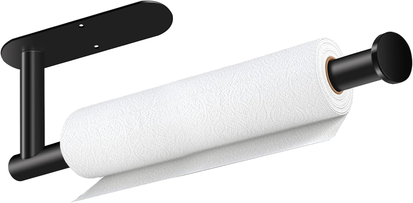 Bollove Stainless Steel Black Paper Towel Holder Under Cabinet Self Adhesive