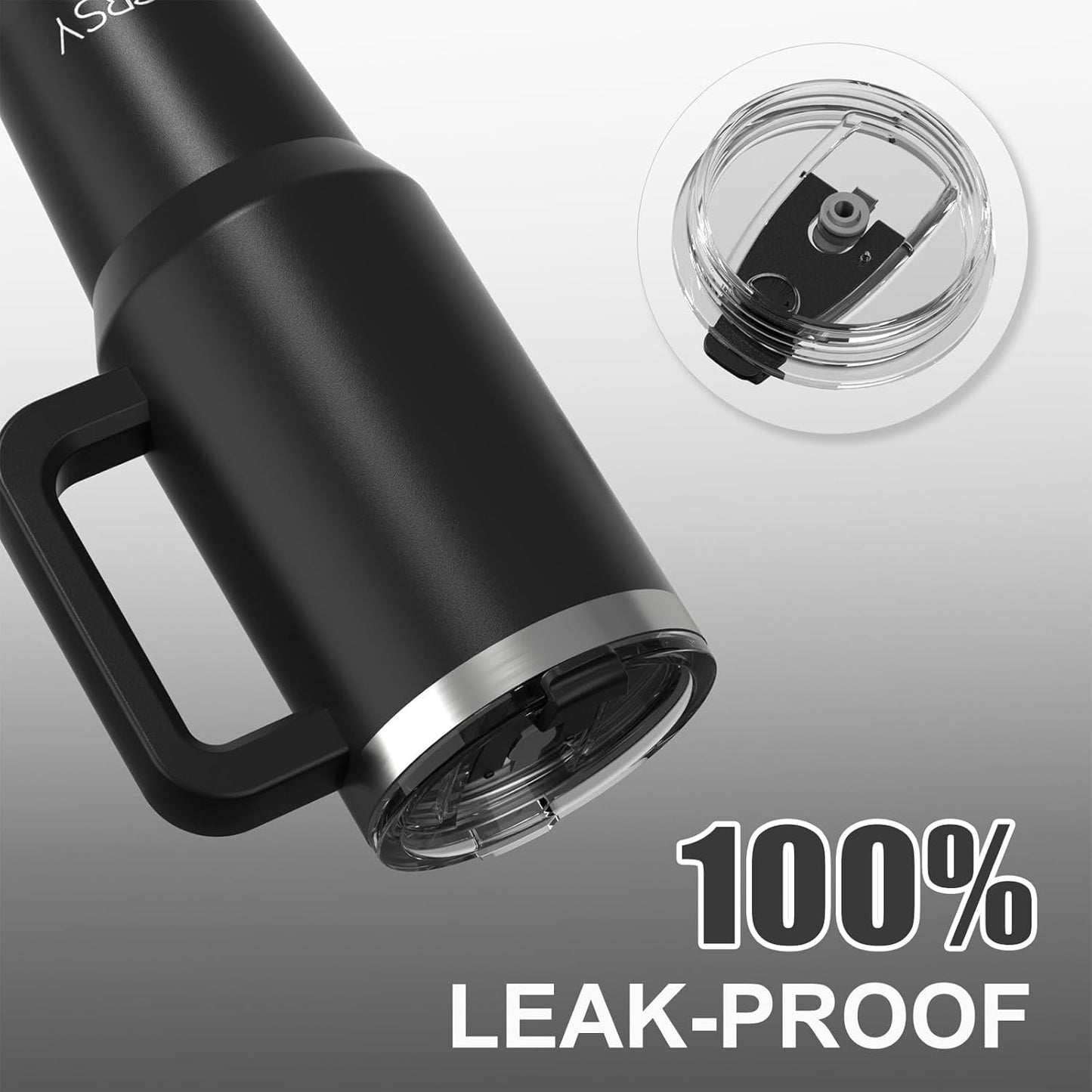 40 oz Stainless Steel Insulated Tumbler with Handle - Leak-Proof Travel Mug for Coffee & Cold Drinks | WATERSY