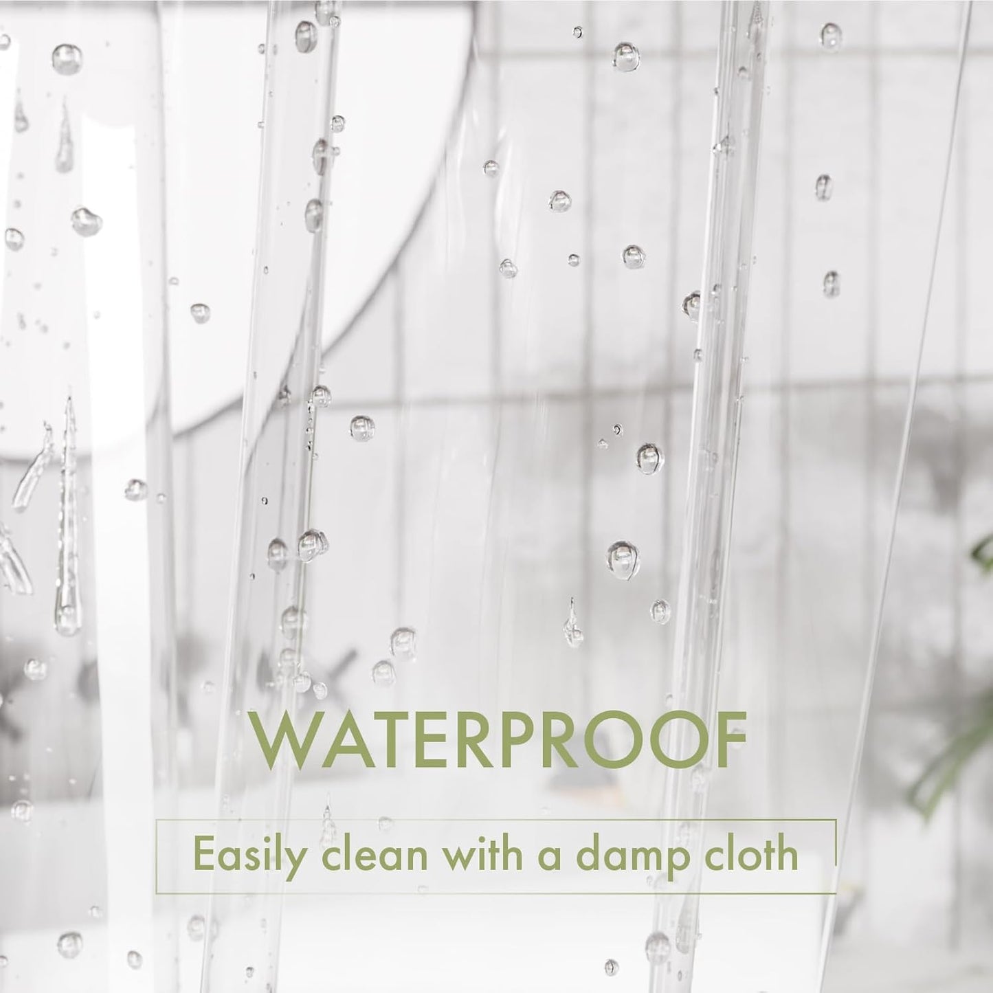 AmazerBath Clear Waterproof Shower Curtain Liner - 72x72 with Magnets & Grommets for Dry Bathroom