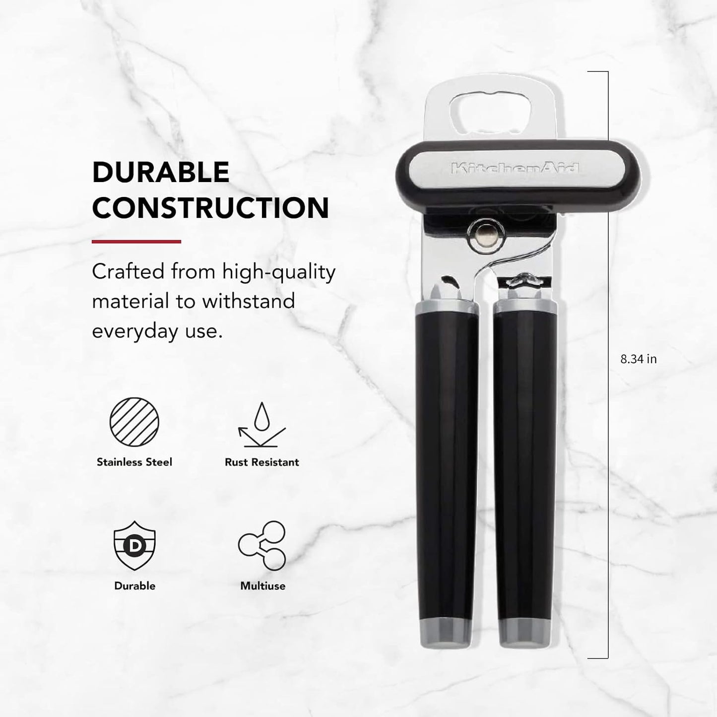 KitchenAid Classic 2-in-1 Manual Can & Bottle Opener - Razor Sharp Stainless Steel Wheel, Soft Ergonomic Handles