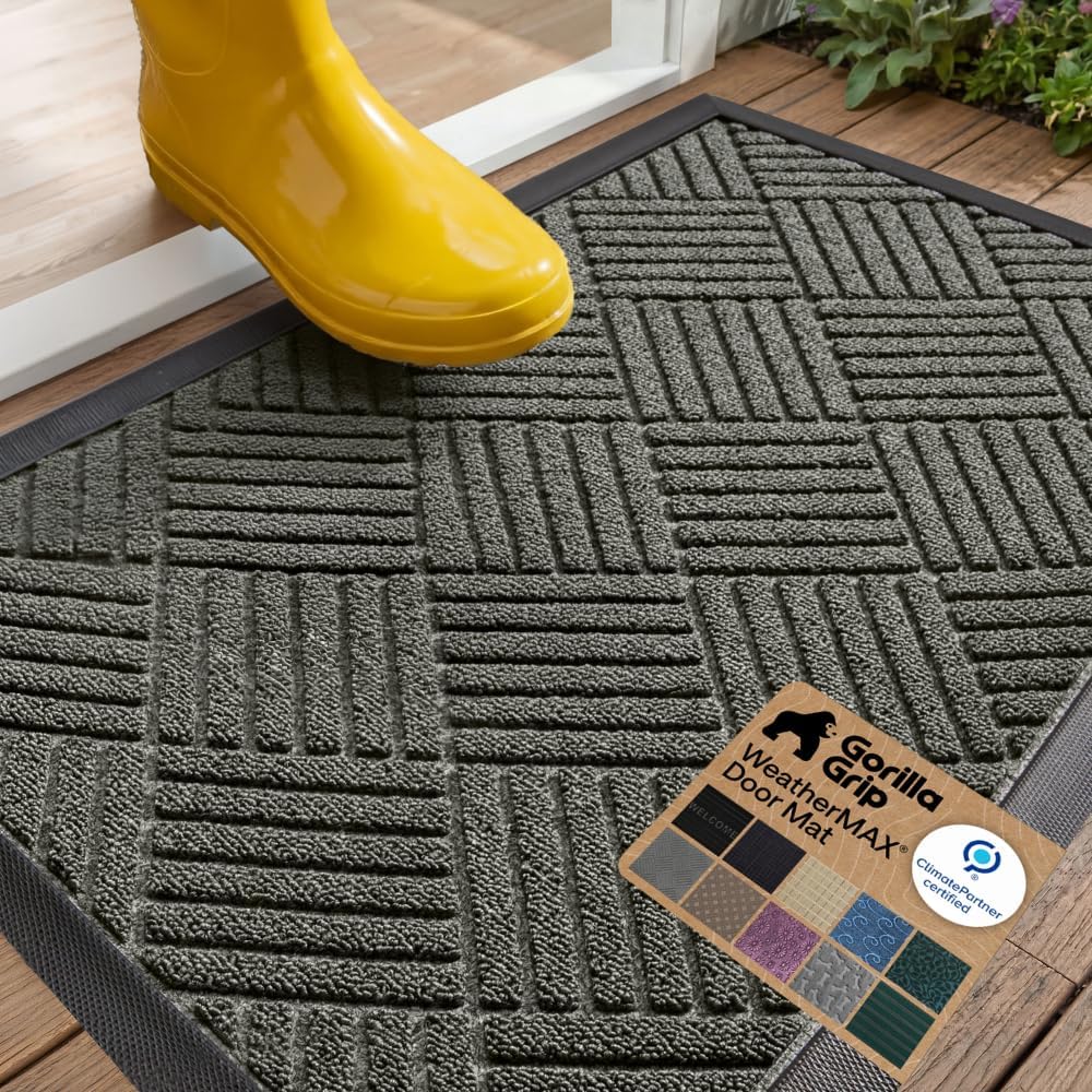 Waterproof All-Season Doormat by Gorilla Grip - Natural Rubber Stain Resistant 29x17