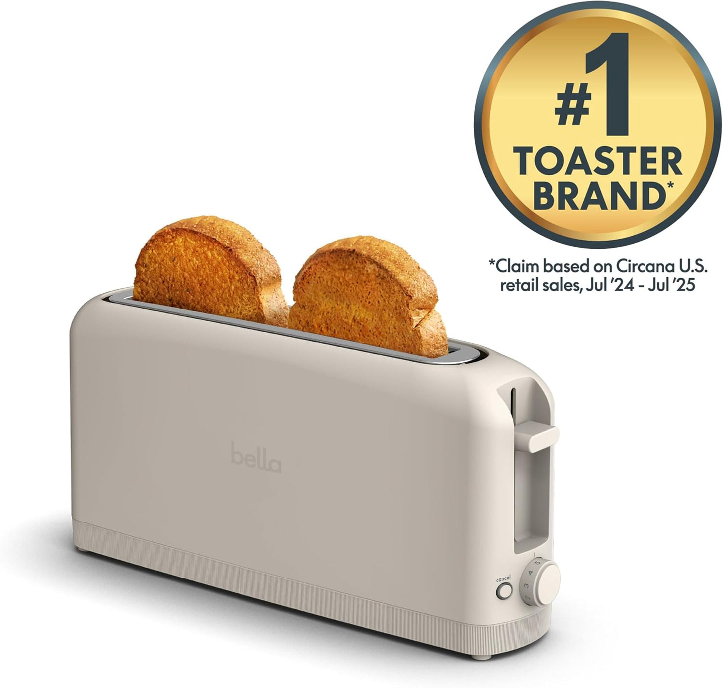 Bella 2-Slice Slim Toaster with 6 Shade Settings & Reheat - Fits Anywhere Kitchenware