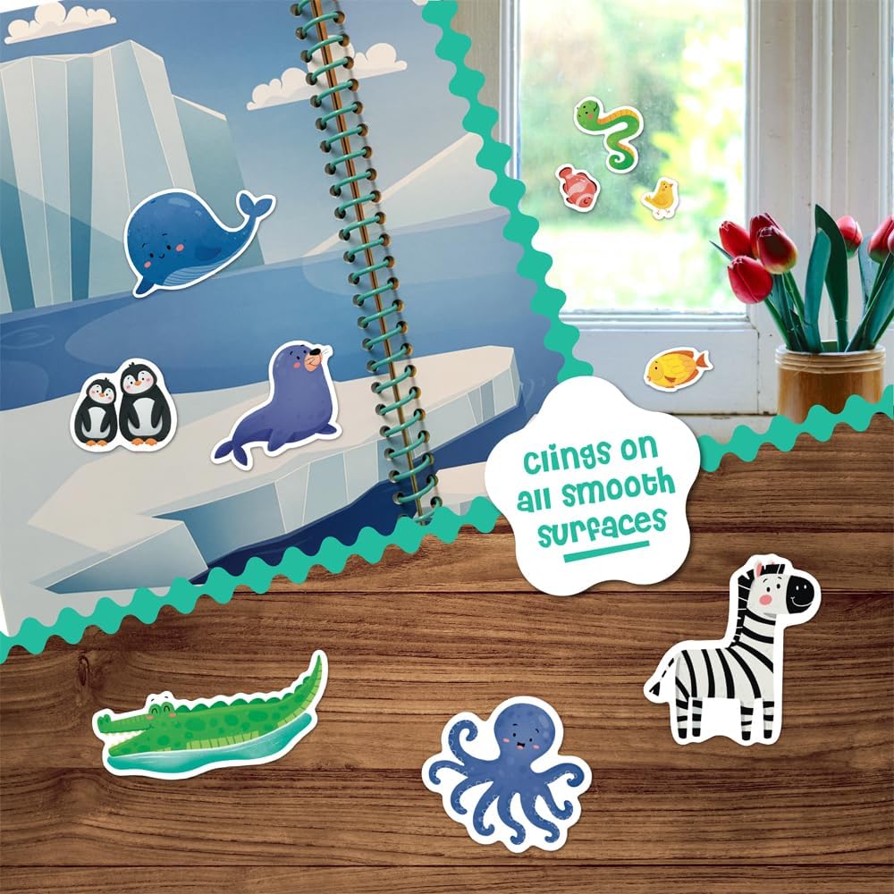 DINO MINI Stick4Ever Jelly Reusable Sticker Book for Toddlers - 50 Waterproof Stickers for Road Trips