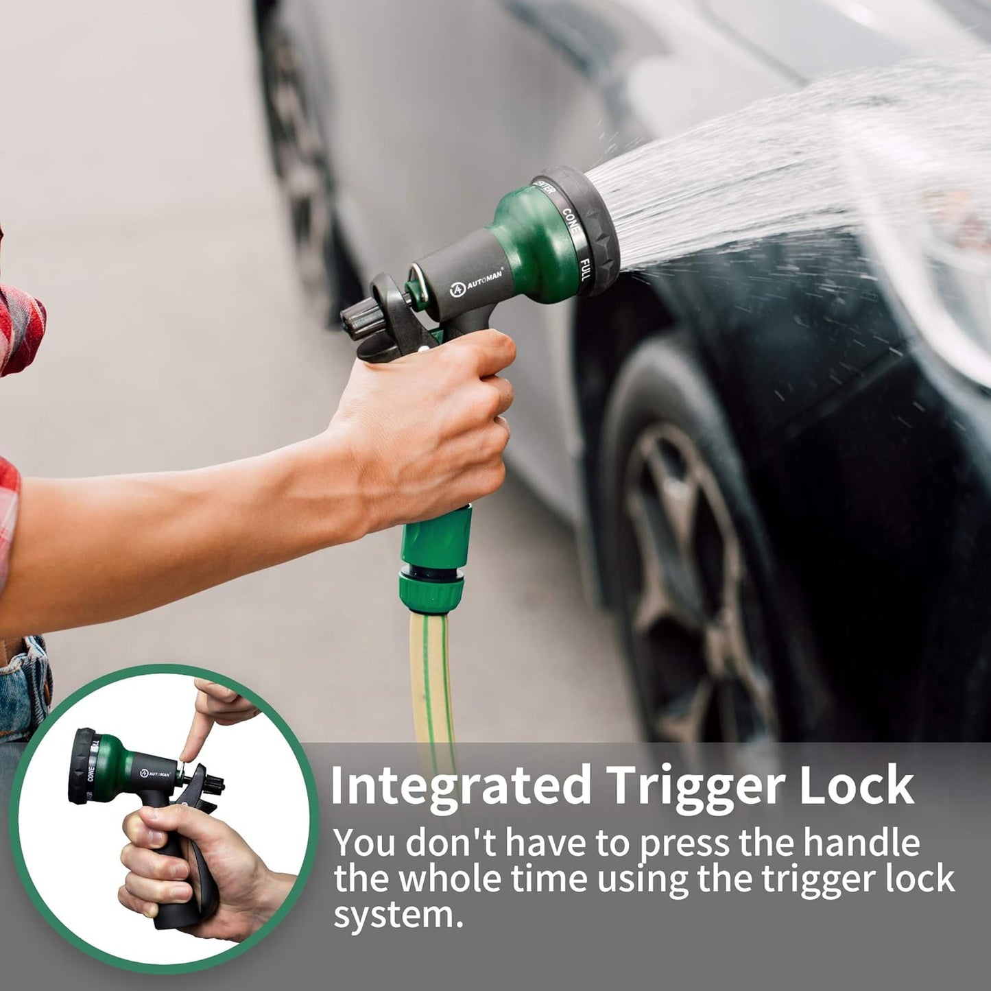 7-Mode Garden Hose Nozzle by AUTOMAN - Adjustable Water Spray Patterns for Lawn & Car Washing