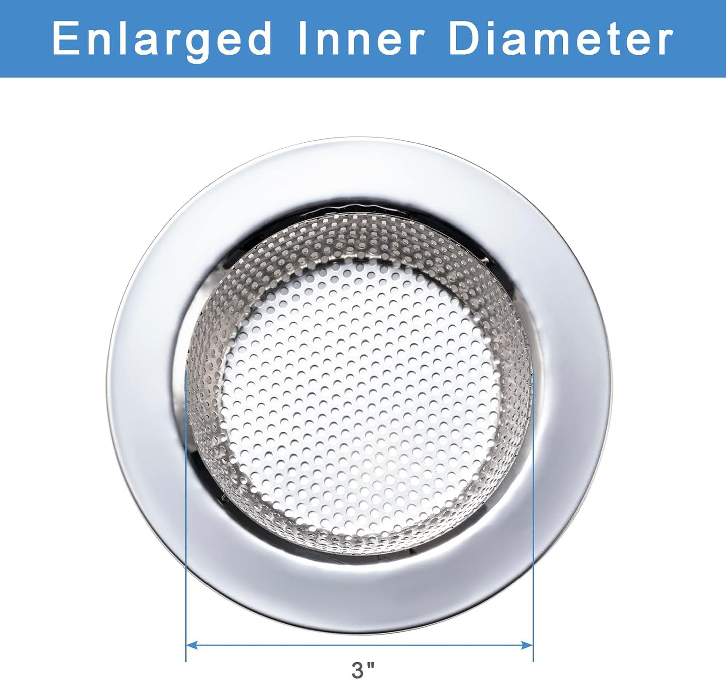 Honmein 2-Piece Stainless Steel Sink Strainer - Double-Layer Safety Design, Rustproof Kitchen Drain Filter