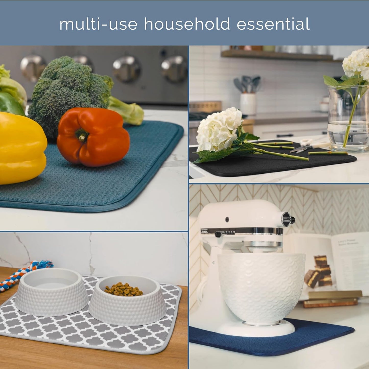 S&T INC. XL Microfiber Dish Drying Mat - 18" x 24", Absorbent Kitchen Counter Pad for Pots & Pans
