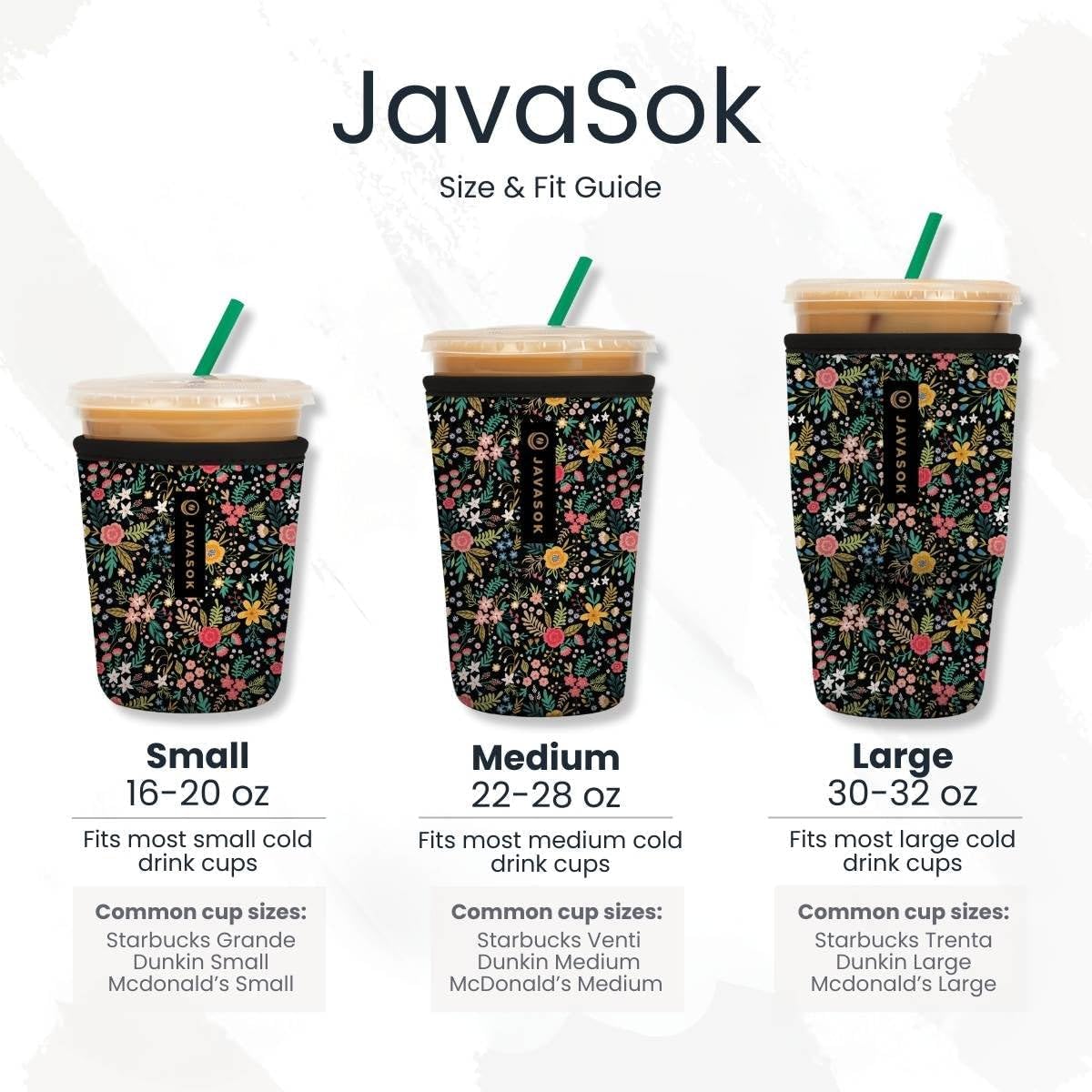 Sok It Insulated Neoprene Cup Sleeve for Iced Coffee & Soda - Medium 22-28oz