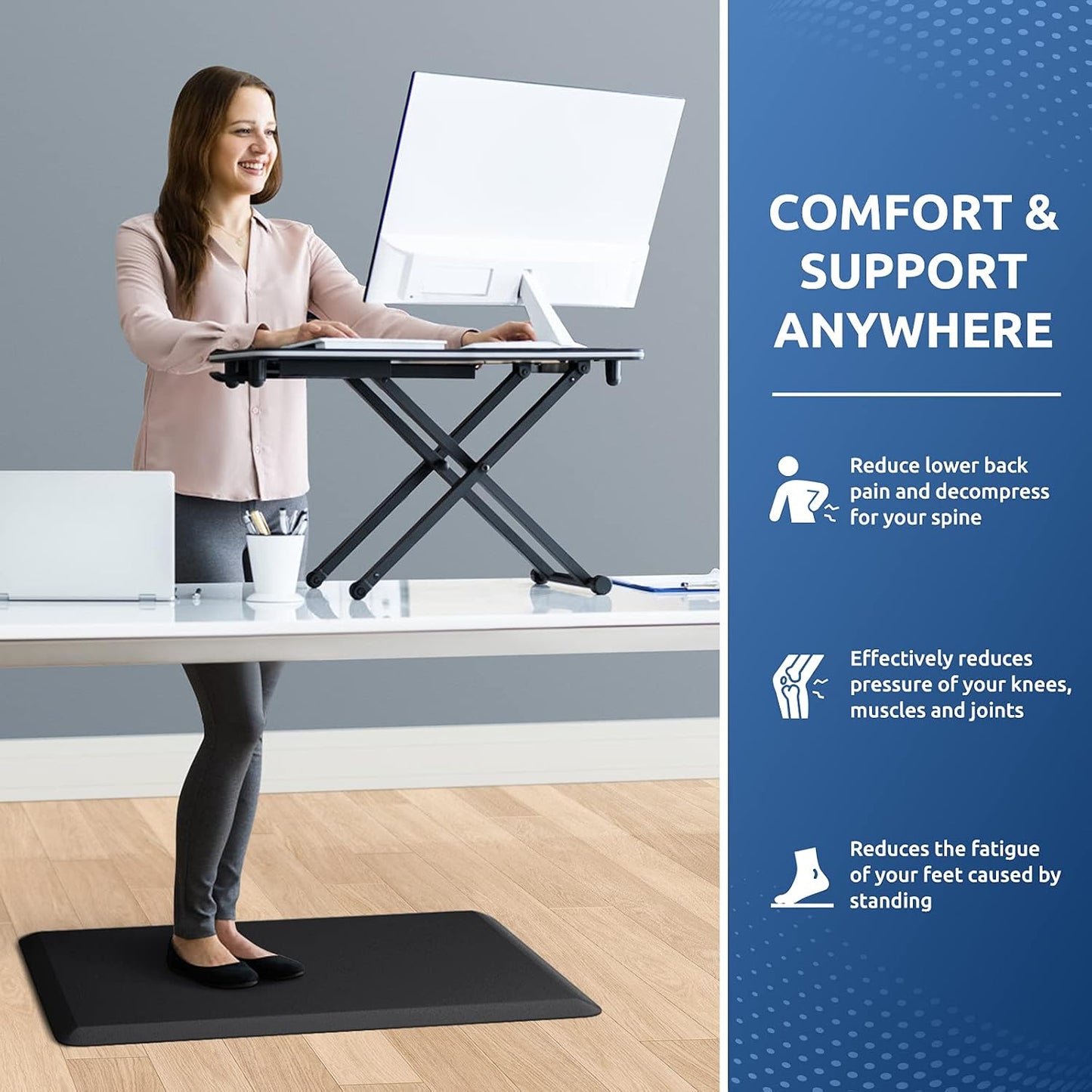 KitchenClouds Anti-Fatigue Kitchen Mat - 17.3x28" Cushioned Non-Slip Rug for Standing Comfort