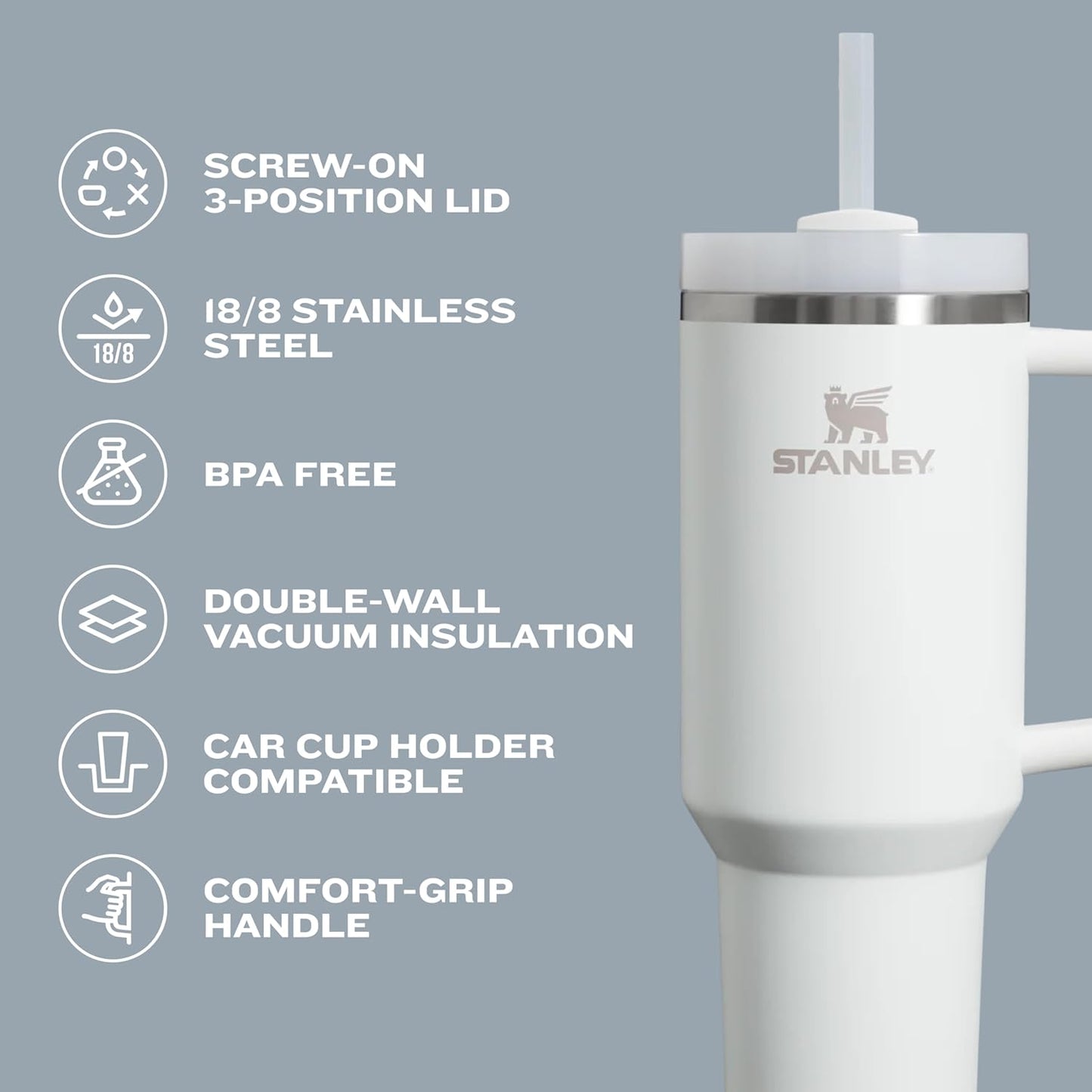 STANLEY Quencher H2.0 40oz Insulated Travel Tumbler with Straw Lid