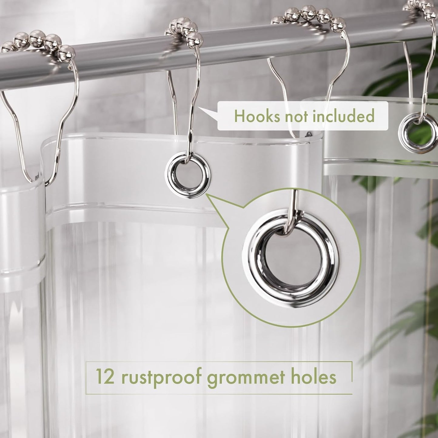 AmazerBath Clear Waterproof Shower Curtain Liner - 72x72 with Magnets & Grommets for Dry Bathroom