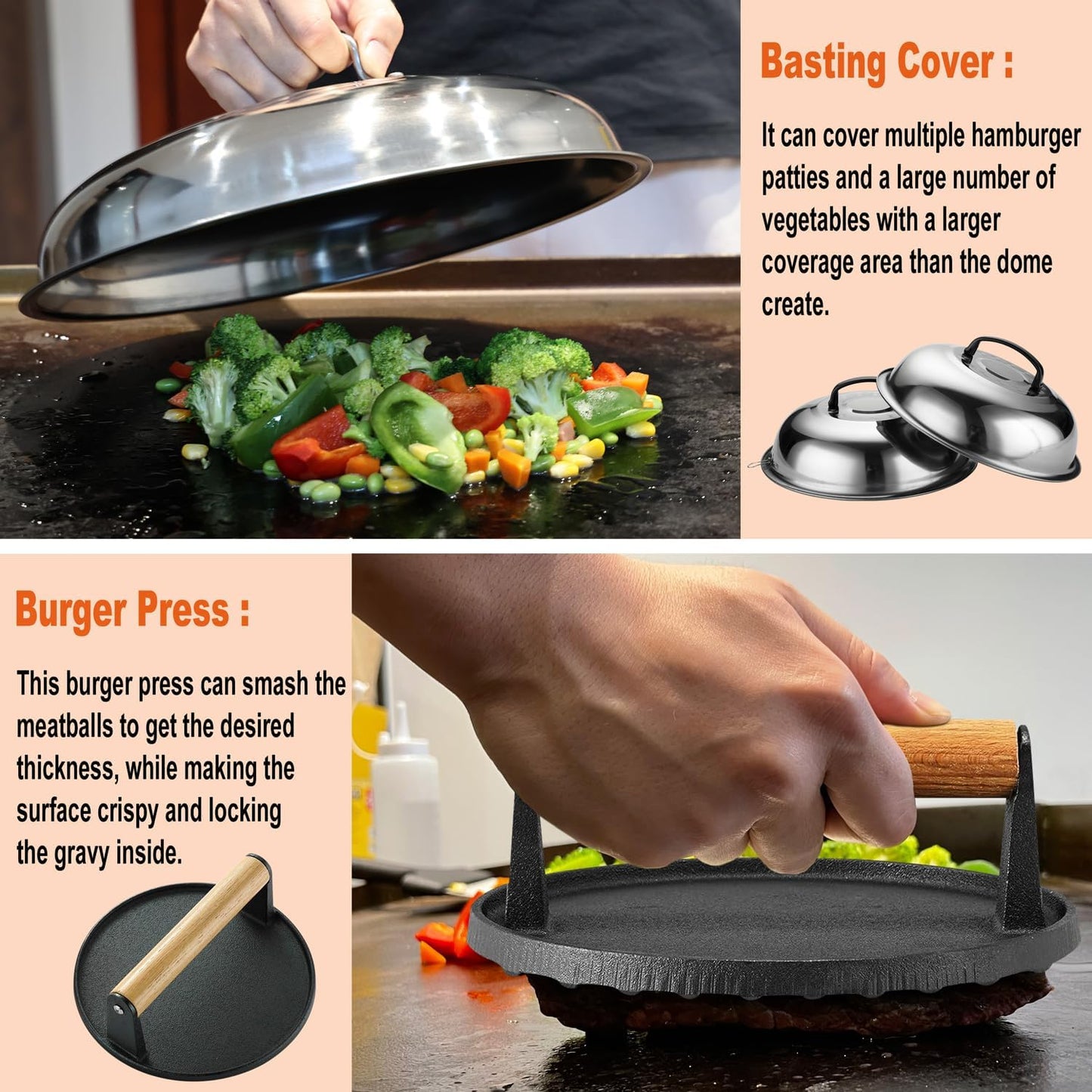 N NOBLE FAMILY 38PCS Griddle Accessories Kit - Professional Outdoor Barbecue Tools Set with Spatula, Tongs, Burger Press & Carry Bag