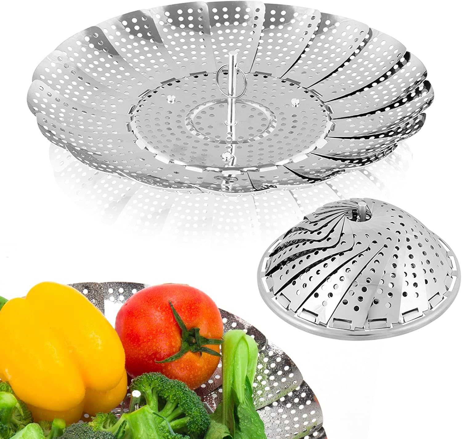 SAYFINE Premium Stainless Steel Veggie Steamer Basket - Fits Pots Up to 9.2"