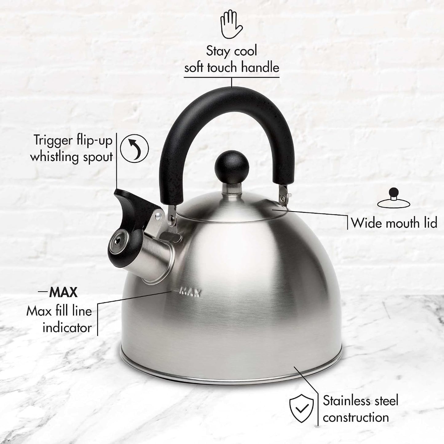 Primula Stewart Whistling Stainless Steel Stove Top Tea Kettle (1.5-Quart)