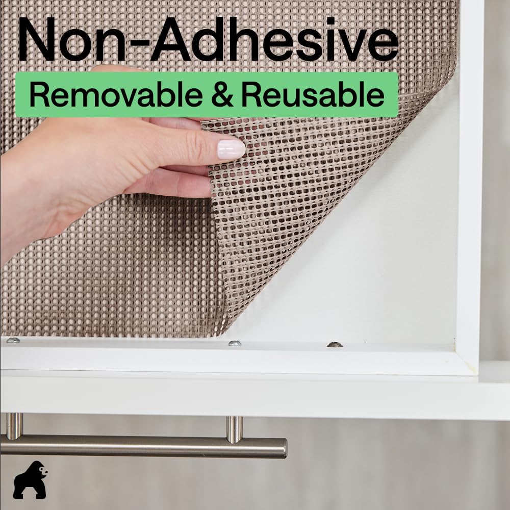 GORILLA GRIP PowerGRIP Non-Adhesive Cabinet & Drawer Liner - Thick Strong Hold for Kitchen Cabinets