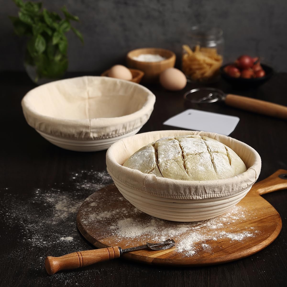Saint Germain Bakery Premium Round Rattan Bread Proofing Basket - 9 Inch Handmade Brotform