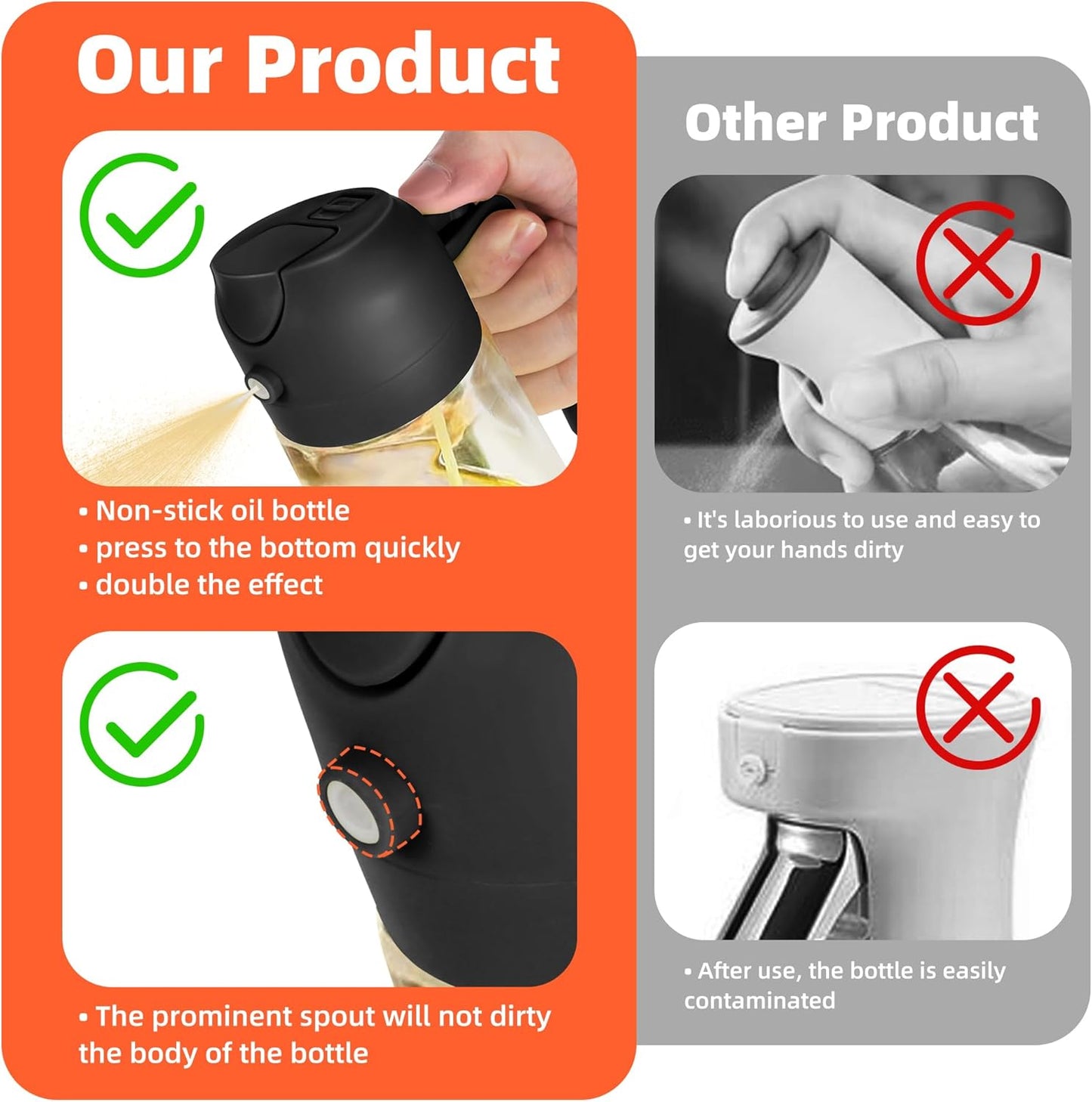 TrendPlain 16oz Glass Olive Oil Sprayer - BPA-Free Precision Spray for Cooking