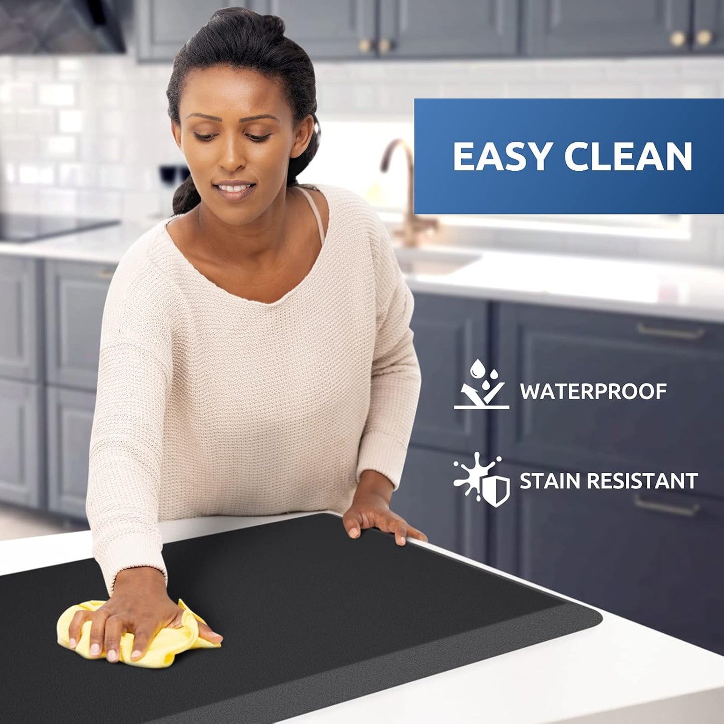 KitchenClouds Anti-Fatigue Kitchen Mat - 17.3x28" Cushioned Non-Slip Rug for Standing Comfort