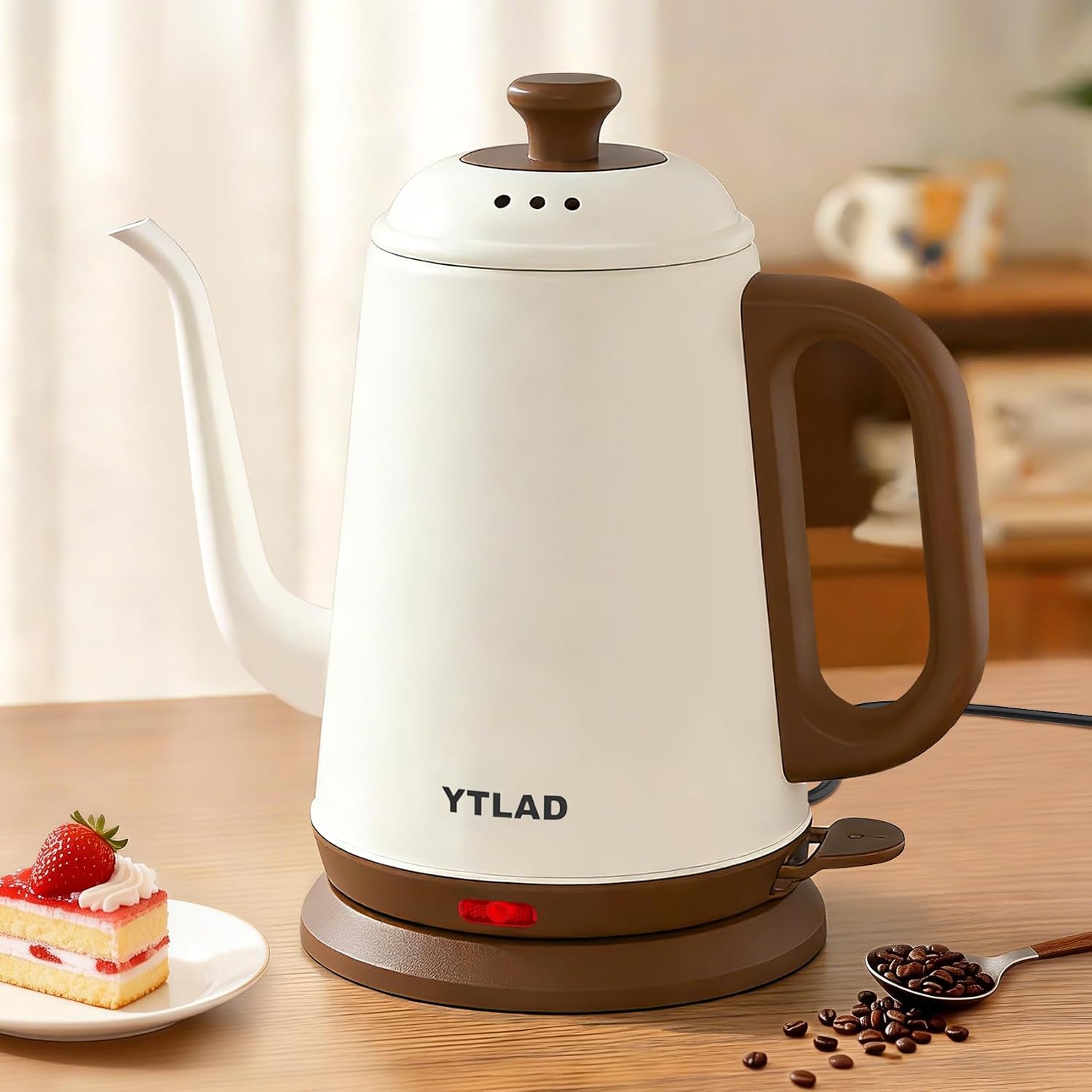 YTLAD Retro-Style Gooseneck Electric Kettle 1L - 1000W Fast Boil for Coffee & Tea