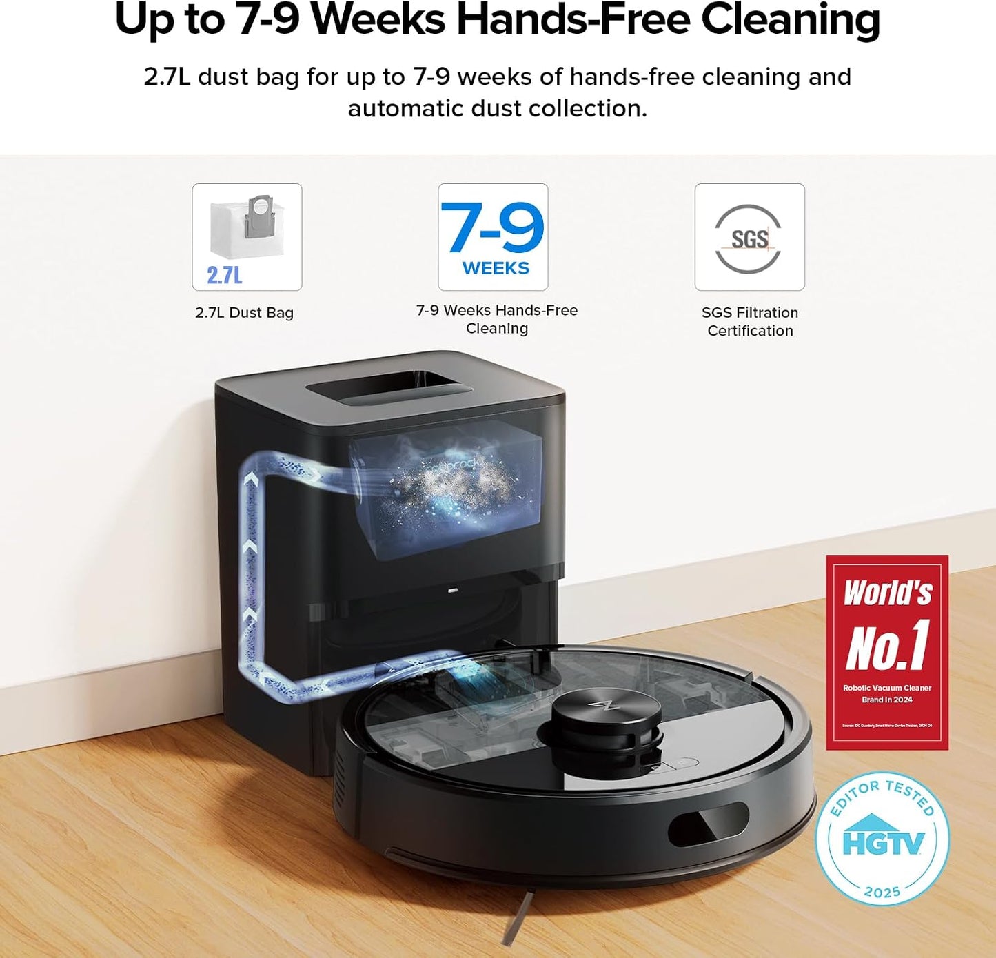 Roborock Q7 M5+ Robot Vacuum & Mop: Upgraded from Q5 Max+, 7-9 Weeks Self-Empty, 10000Pa Suction
