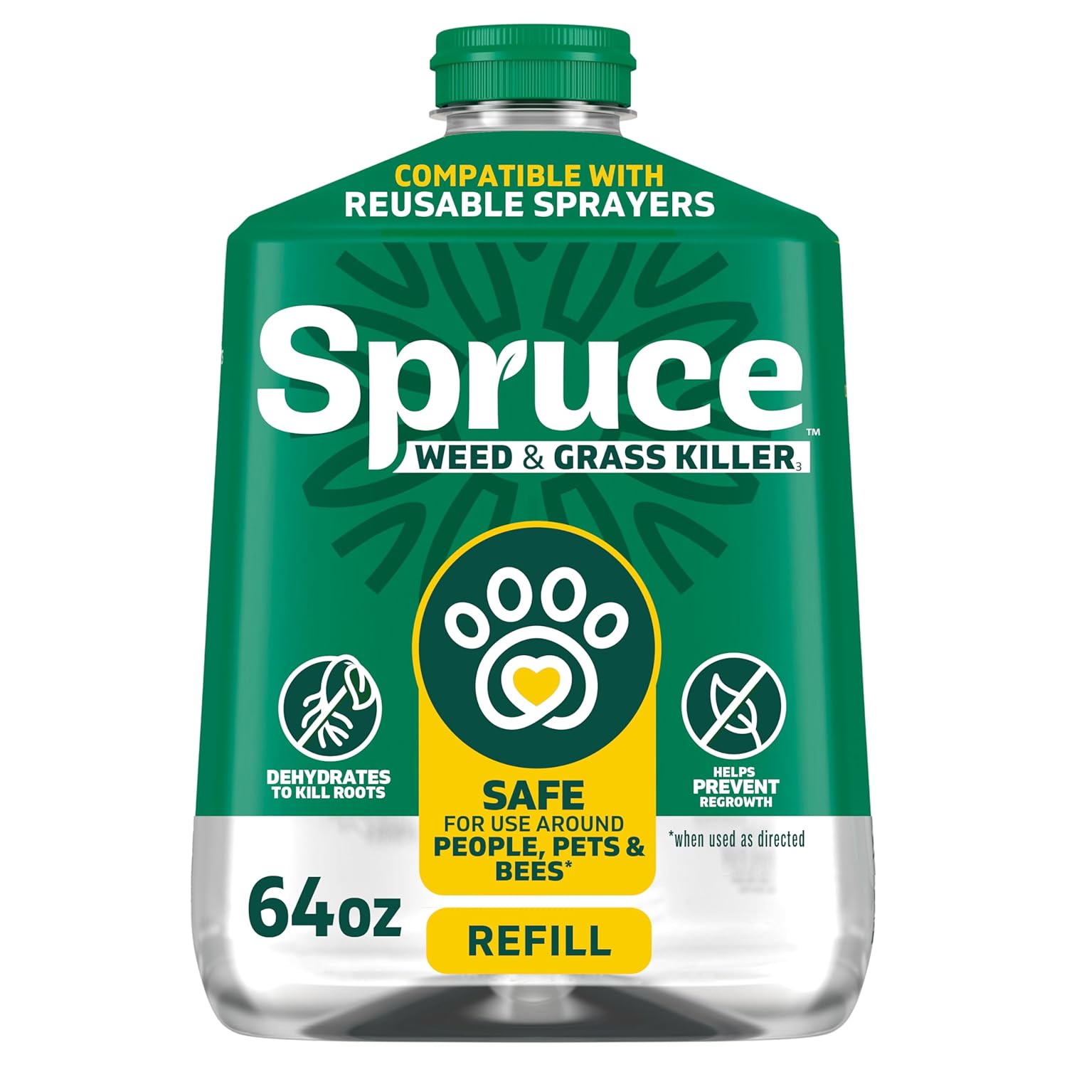 Versatile No-Mess Weed Killer Refill for Flower Beds & Driveways - Spruce (64 Oz)