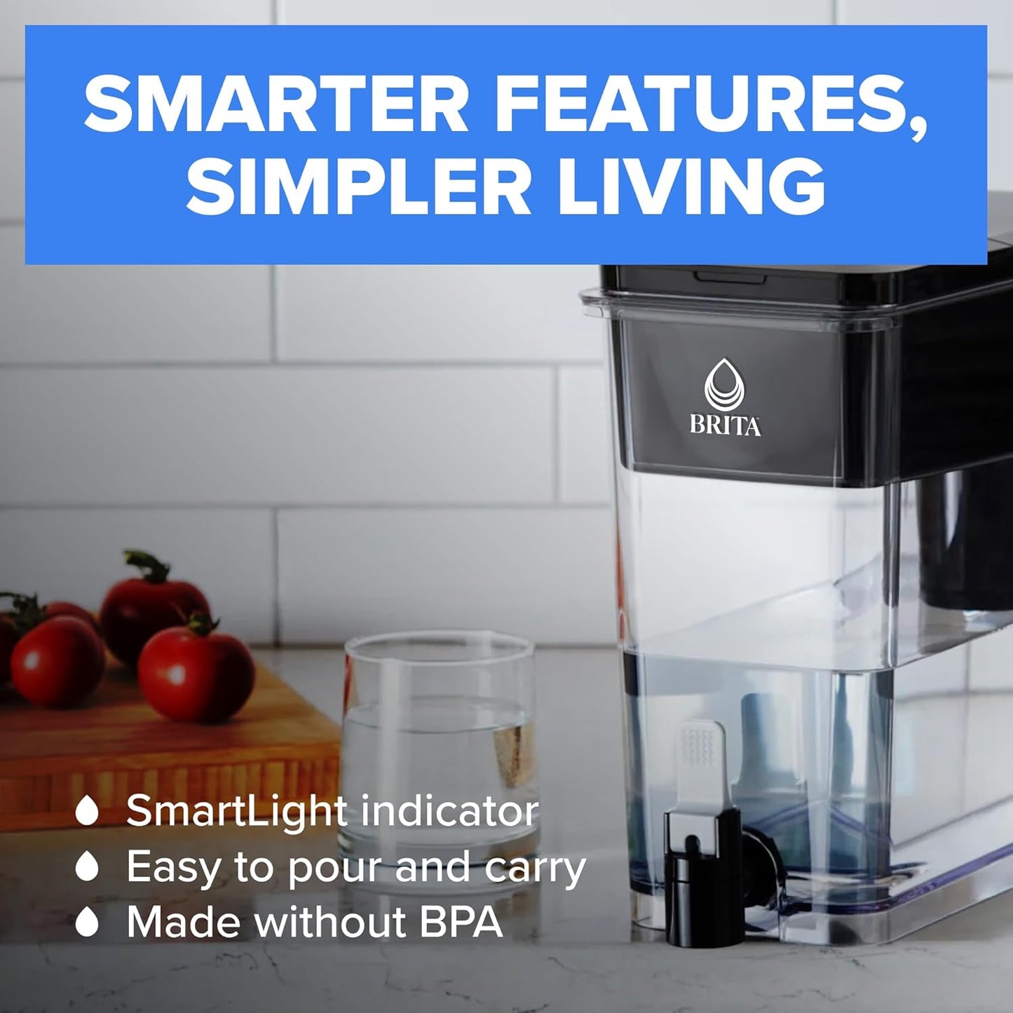 Brita UltraMax Large 27-Cup Water Filter Dispenser - BPA-Free, NSF Certified, Removes Chlorine & Impurities