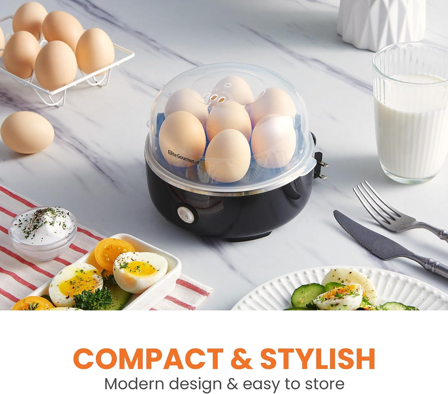 Elite Gourmet EGC115B 7-Egg Electric Egg Cooker with Auto Shut-Off