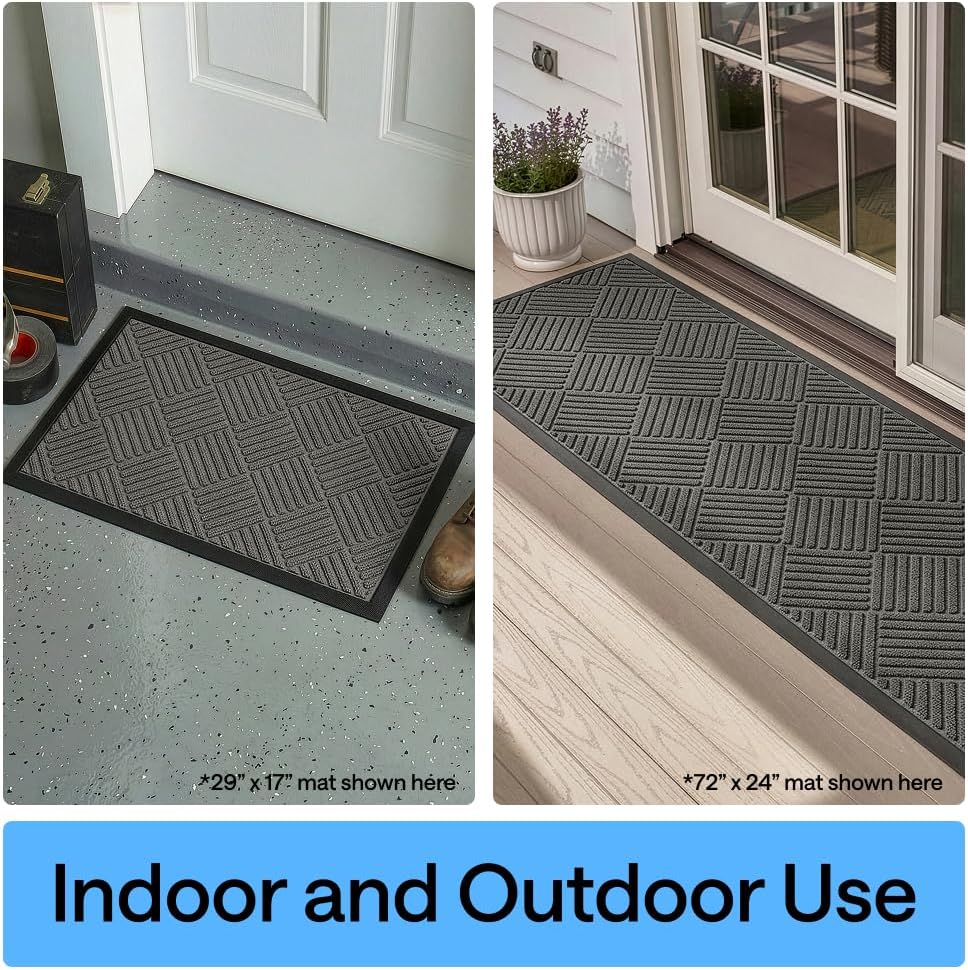 Waterproof All-Season Doormat by Gorilla Grip - Natural Rubber Stain Resistant 29x17