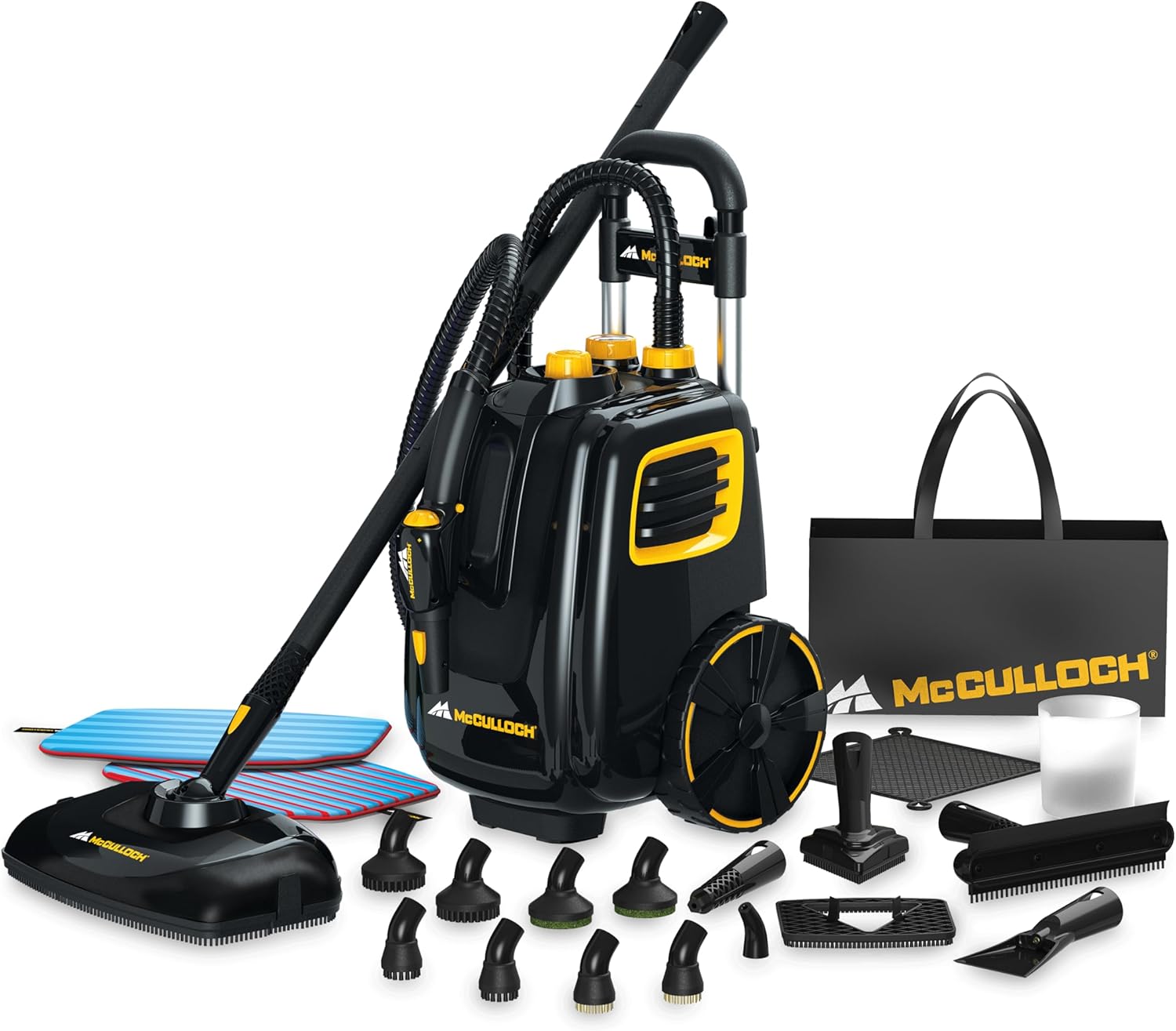 McCulloch MC1385 Deluxe Canister Steam Cleaner - Chemical-Free Cleaning for Home & Car Detailing