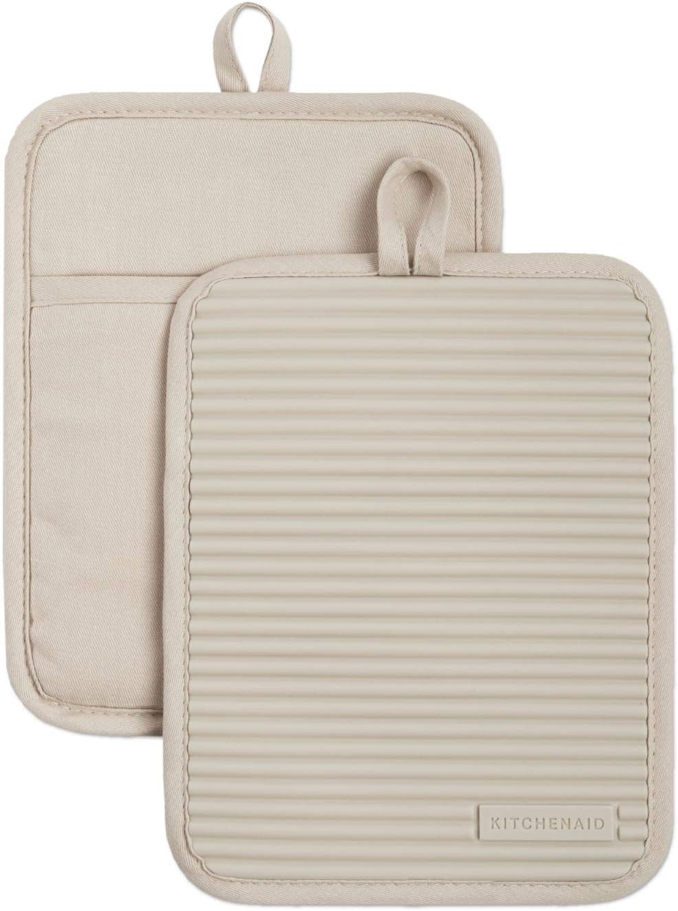 KitchenAid Ribbed Soft Silicone Pot Holders - Heat Resistant Up to 500°F, Set of 2