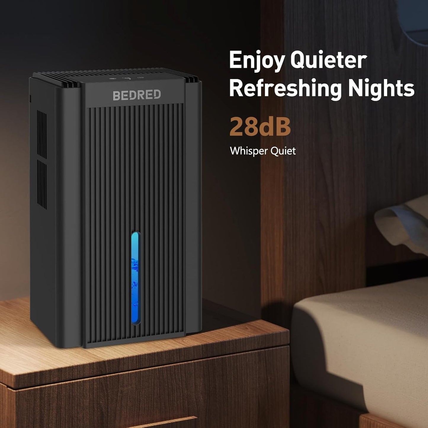 Quiet Home Dehumidifier with Auto Shut Off & 7-Color Light - BEDRED CT11