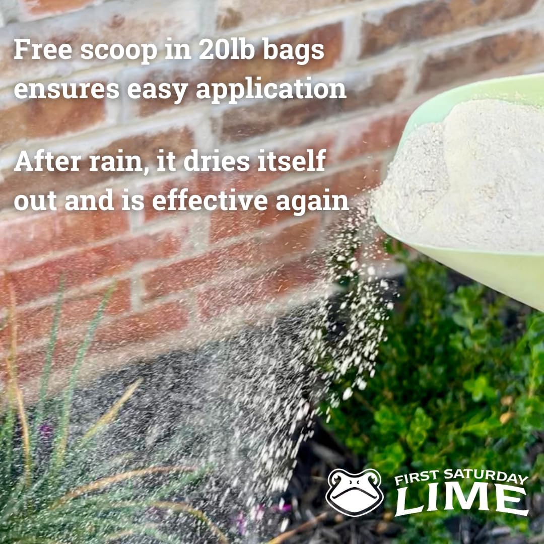 First Saturday Lime Natural Outdoor Insect Deterrent Powder - 20lb Monthly Barrier for Ants & Ticks