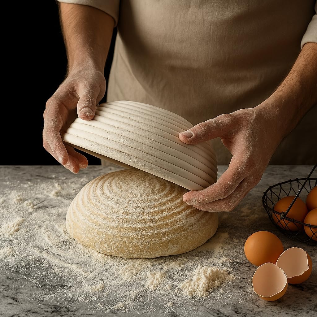 Saint Germain Bakery Premium Round Rattan Bread Proofing Basket - 9 Inch Handmade Brotform