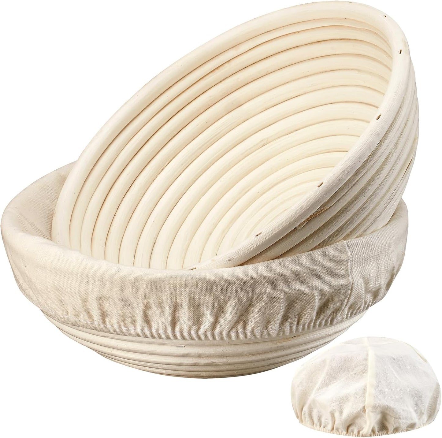 Dimpola 9-Inch Rattan Banneton Bread Proofing Basket Set of 2 - Perfect for Sourdough Proofing