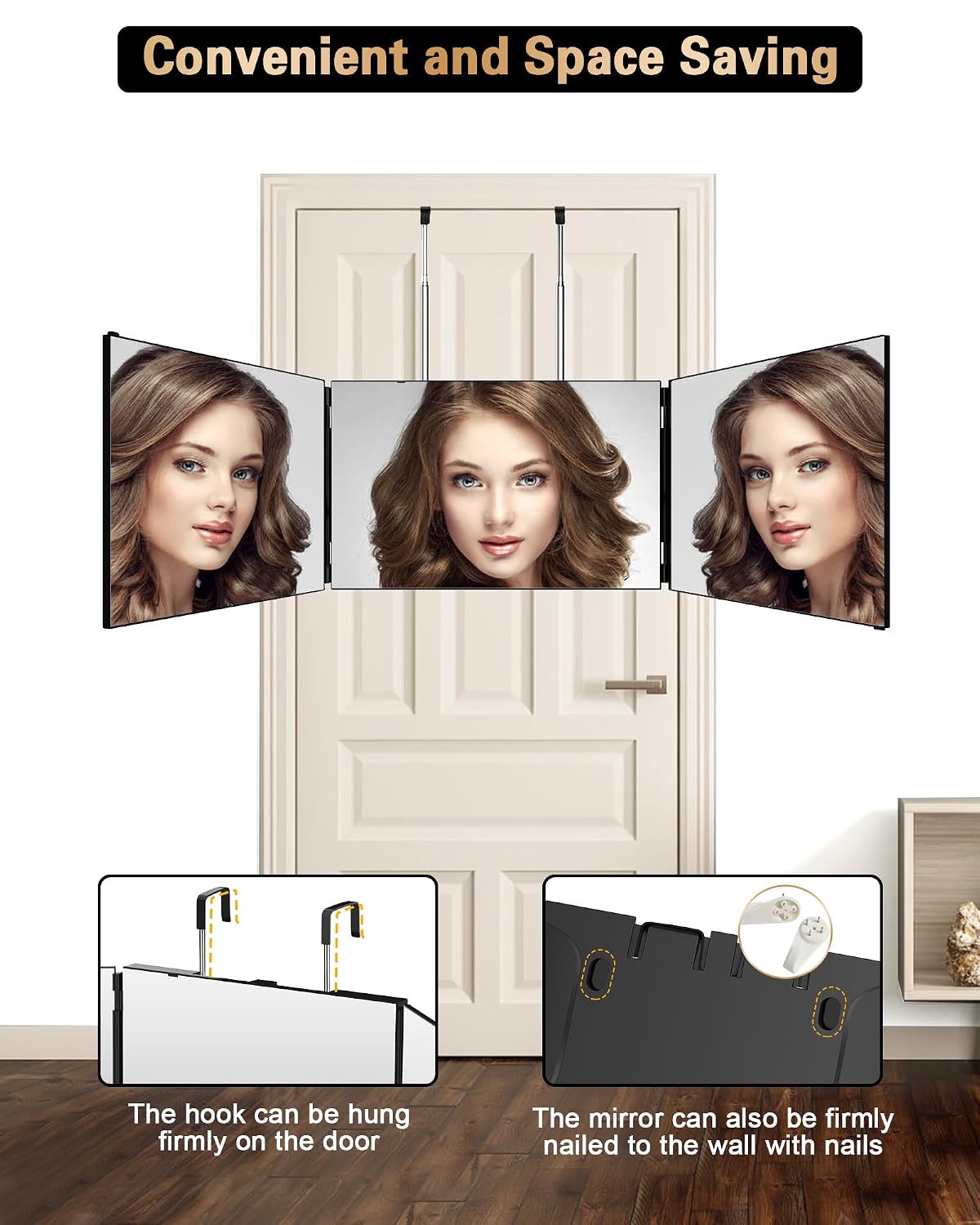 JUSRON 360° Viewing Angle Hair Cutting Mirror - Clear Anti-Fog HD Glass for Home Styling