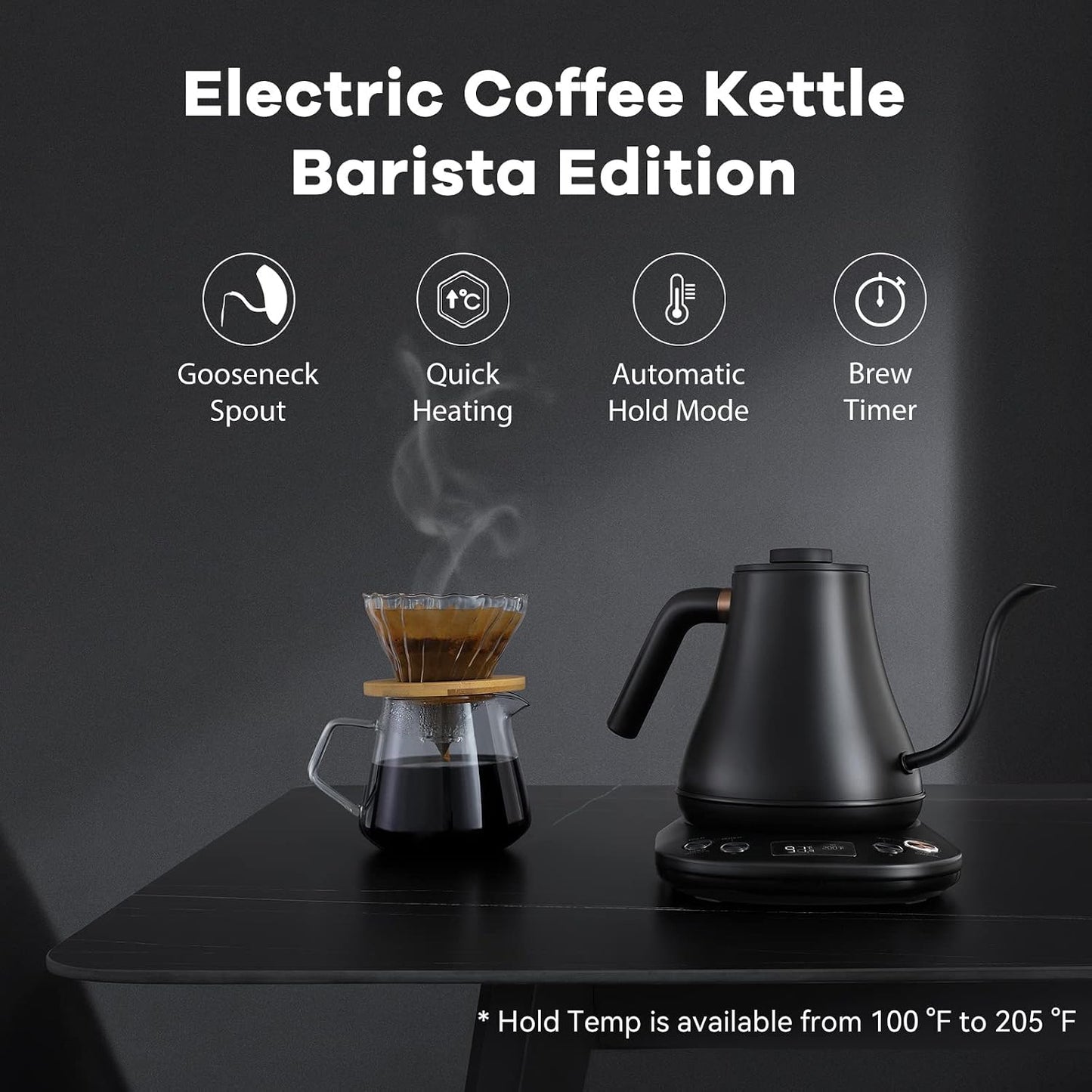 Gooseneck Electric Kettle with Temperature Control for Coffee & Tea - Mecity HB-3166M