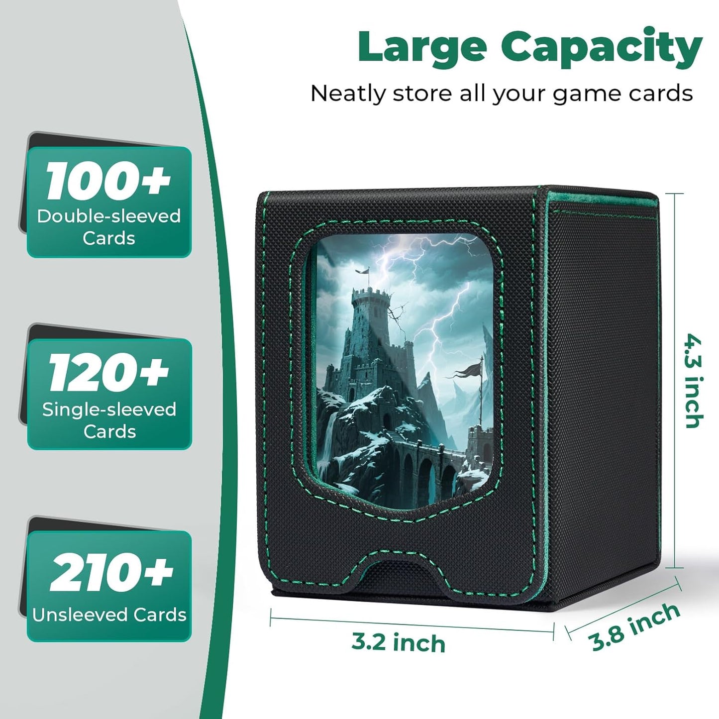 Fabmaker 4-Pack MTG Commander Deck Box - Magnetic Storage Case Holds 100 Double-Sleeved Cards