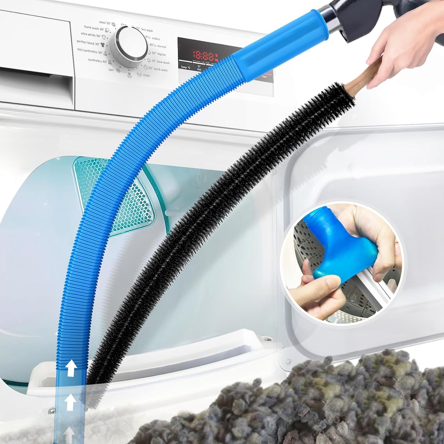 PetOde 2-Piece Dryer Vent Cleaner Kit - Universal Vacuum Attachment & Lint Brush