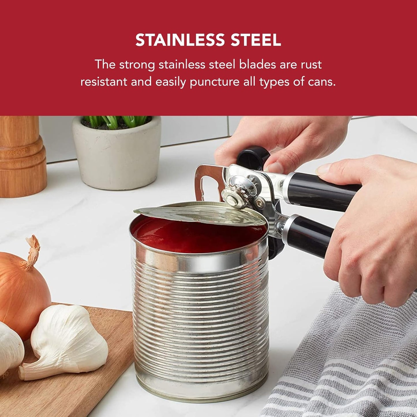 KitchenAid Classic 2-in-1 Manual Can & Bottle Opener - Razor Sharp Stainless Steel Wheel, Soft Ergonomic Handles