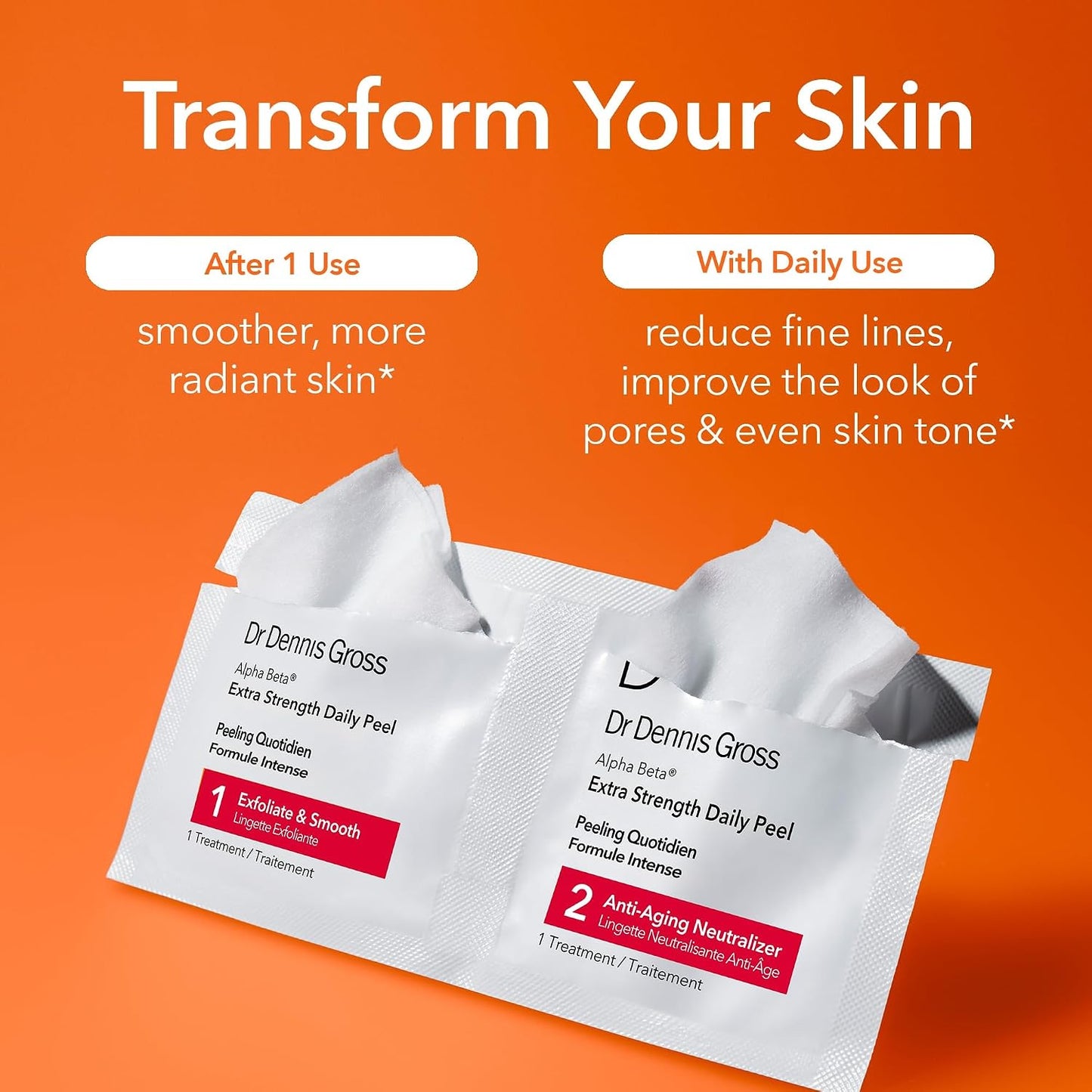 Dr. Dennis Gross Alpha Beta Daily Peel - 2-Step Exfoliating Pads for Smoother Skin & Radiance, 5 Treatments