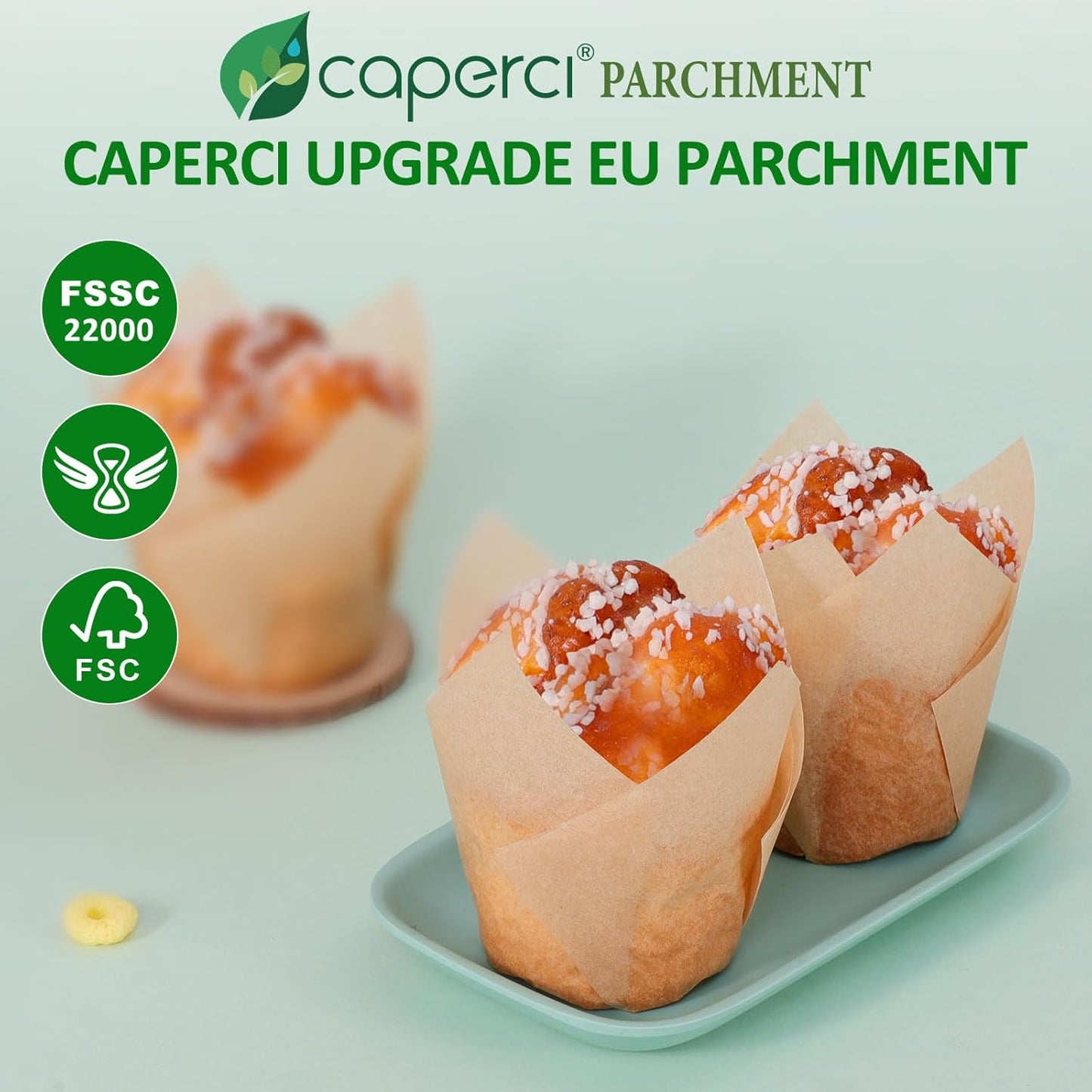 Caperci 150 Count Natural Tulip Unbleached Parchment Cupcake Liners for Baking