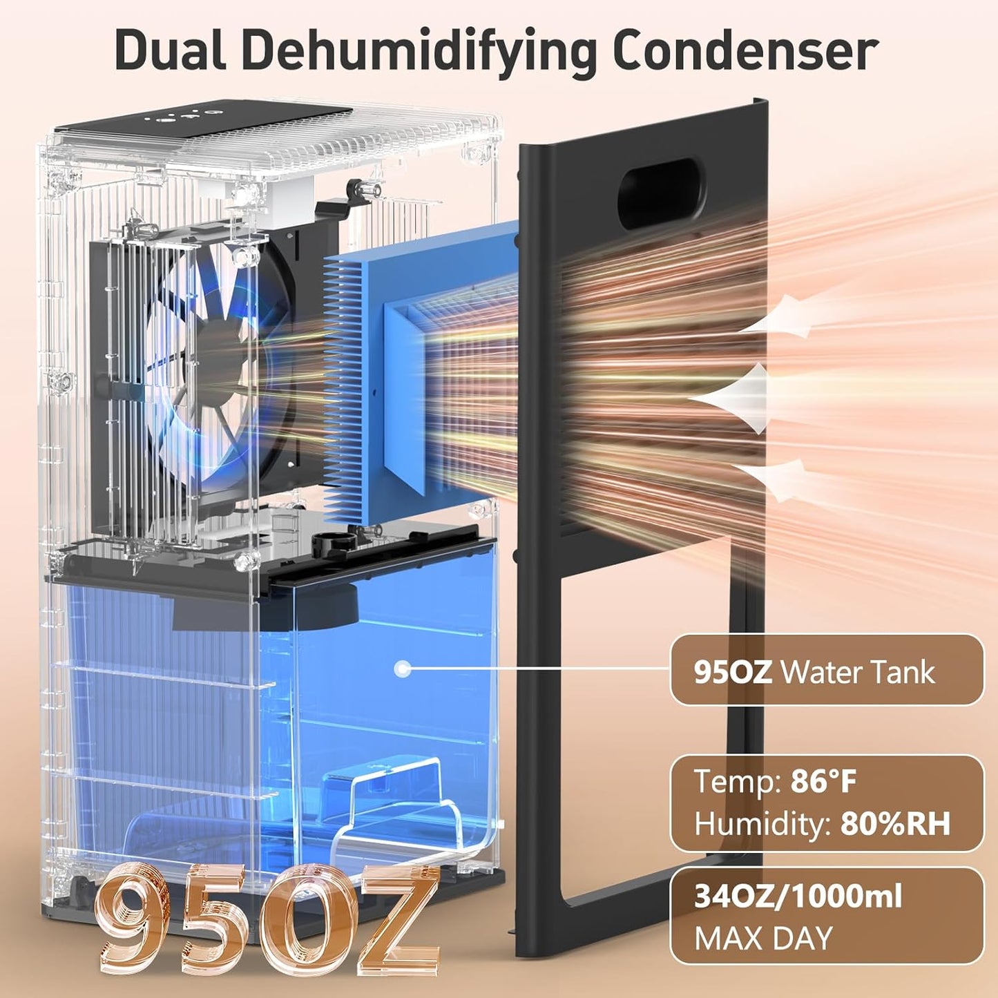 Quiet Home Dehumidifier with Auto Shut Off & 7-Color Light - BEDRED CT11